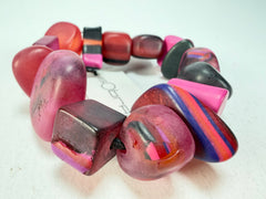Sobral - Indiana "Cereja" Pink Elasticated Resin Bracelet ( 000210 )