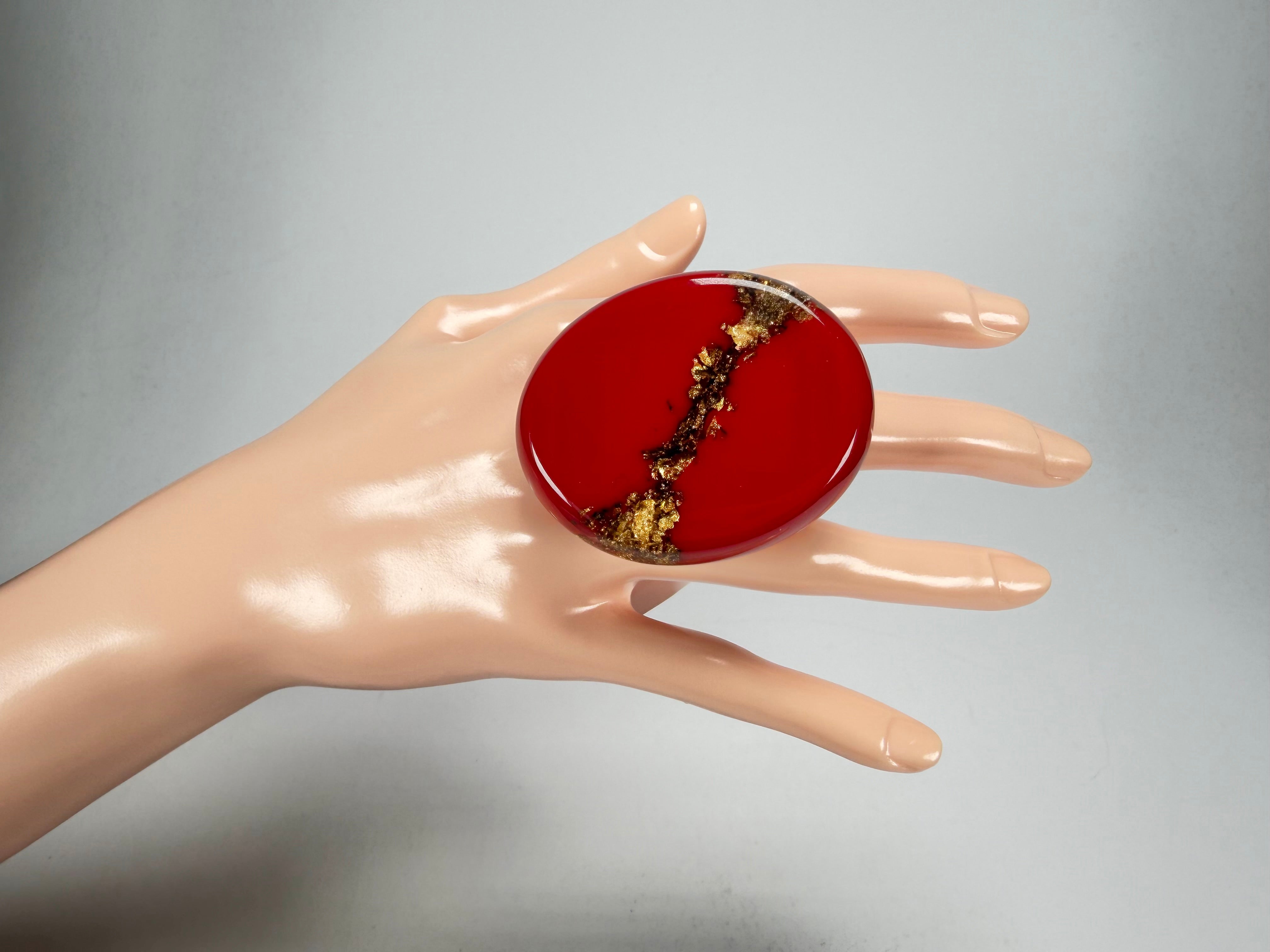 Sobral - Metalique "Munique" Orlando Red Resin Ring ( 005145 ) - Size UK Q / US 8