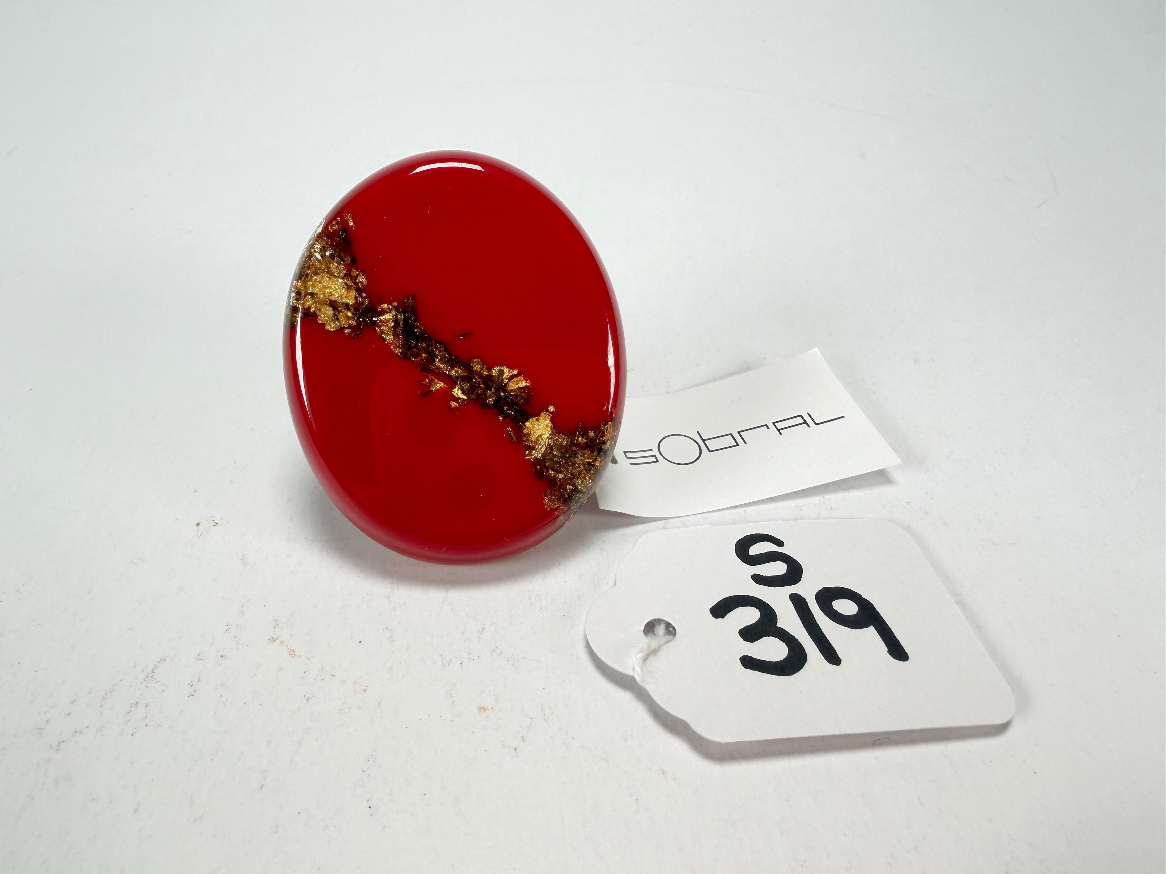 Sobral - Metalique "Munique" Orlando Red Resin Ring ( 005145 ) - Size UK Q / US 8
