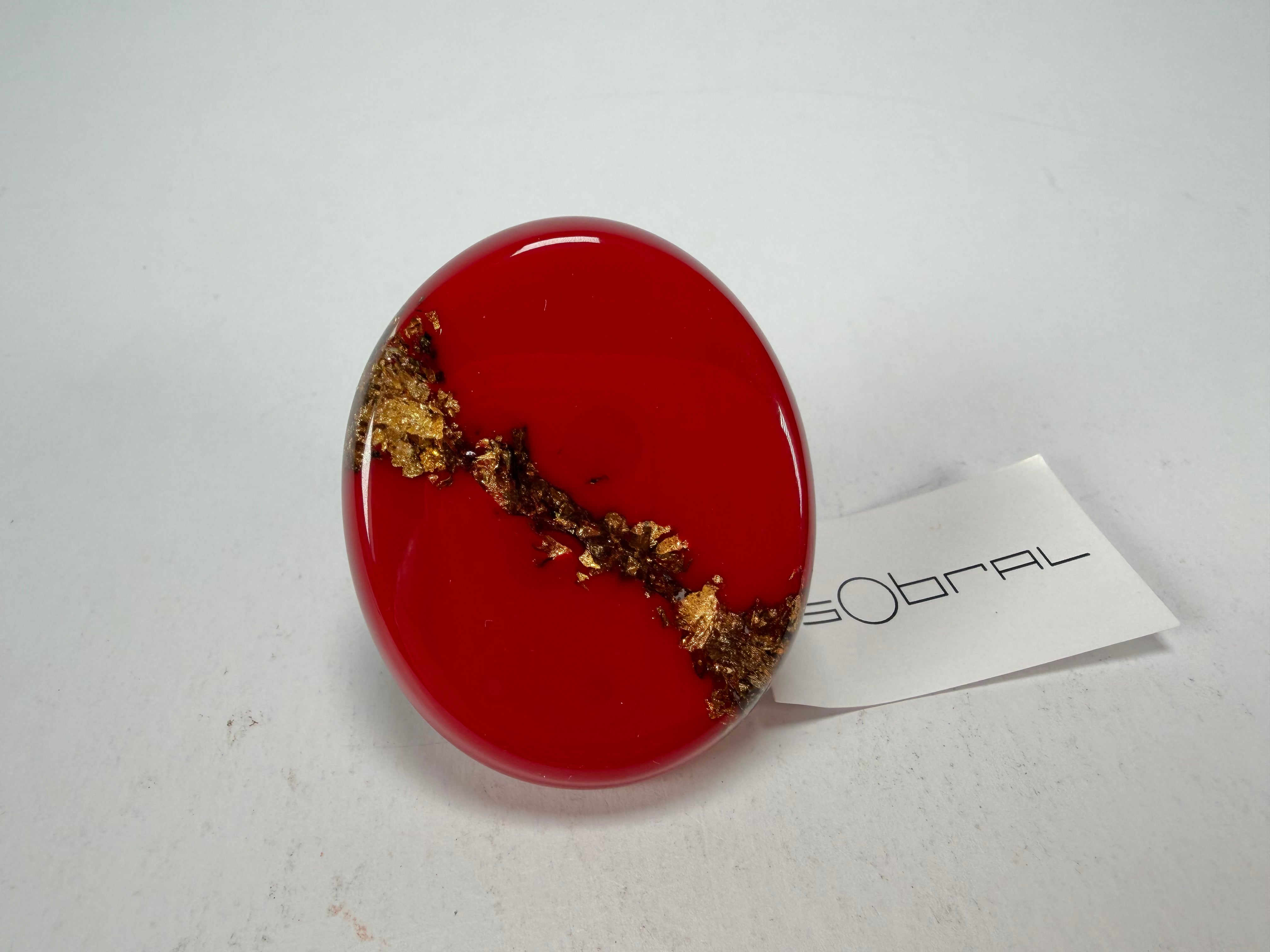 Sobral - Metalique "Munique" Orlando Red Resin Ring ( 005145 ) - Size UK Q / US 8