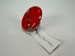 Sobral - Metalique "Munique" Orlando Red Resin Ring ( 005145 ) - Size UK Q / US 8
