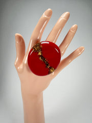 Sobral - Metalique "Munique" Orlando Red Resin Ring ( 005145 ) - Size UK Q / US 8
