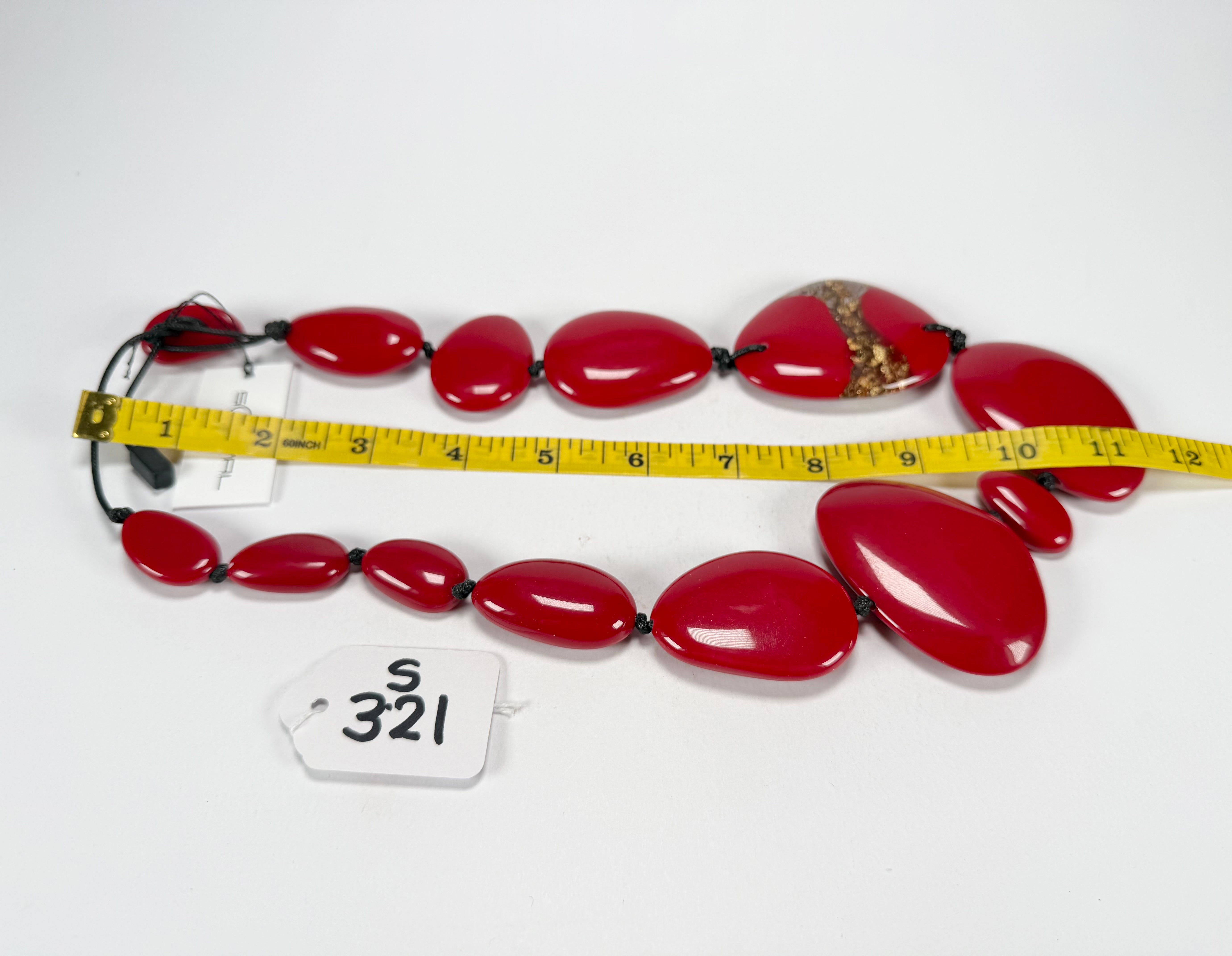 Sobral - Metalique Orlando "Carcassonne" Red Resin Necklace ( 004241 )