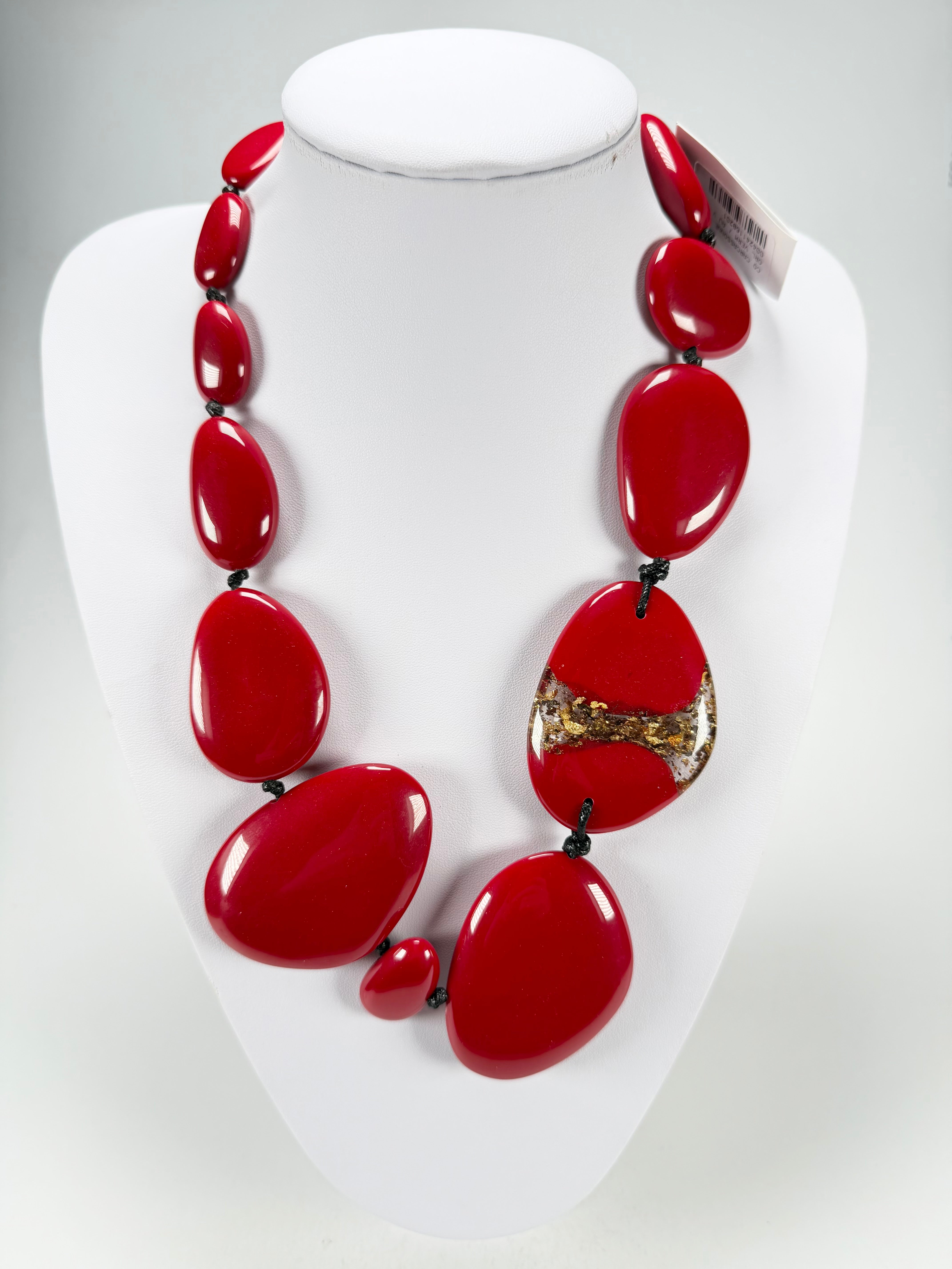 Sobral - Metalique Orlando "Carcassonne" Red Resin Necklace ( 004241 )