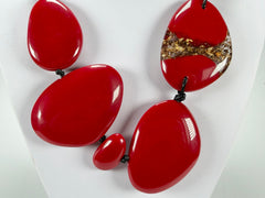 Sobral - Metalique Orlando "Carcassonne" Red Resin Necklace ( 004241 )