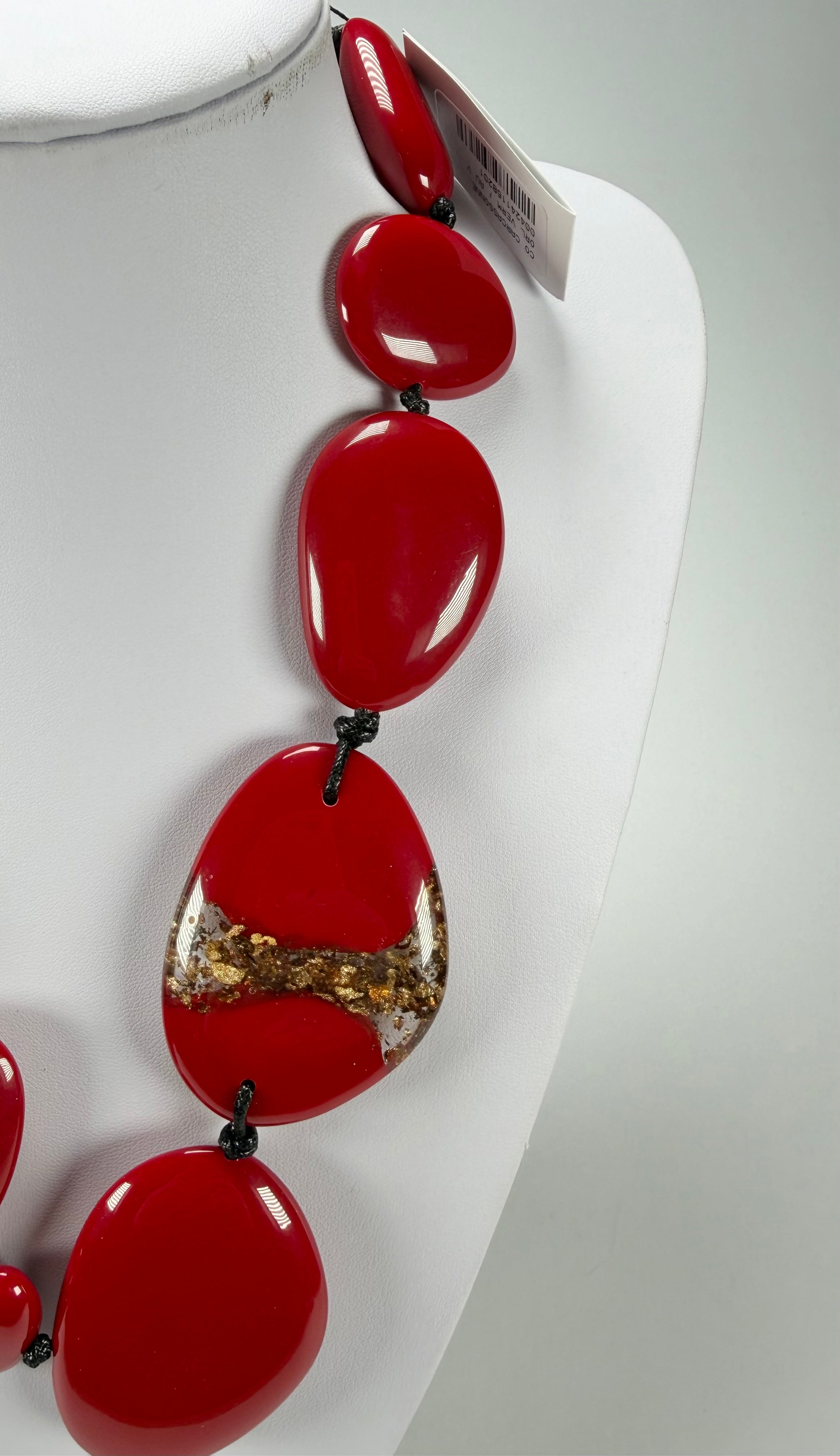 Sobral - Metalique Orlando "Carcassonne" Red Resin Necklace ( 004241 )