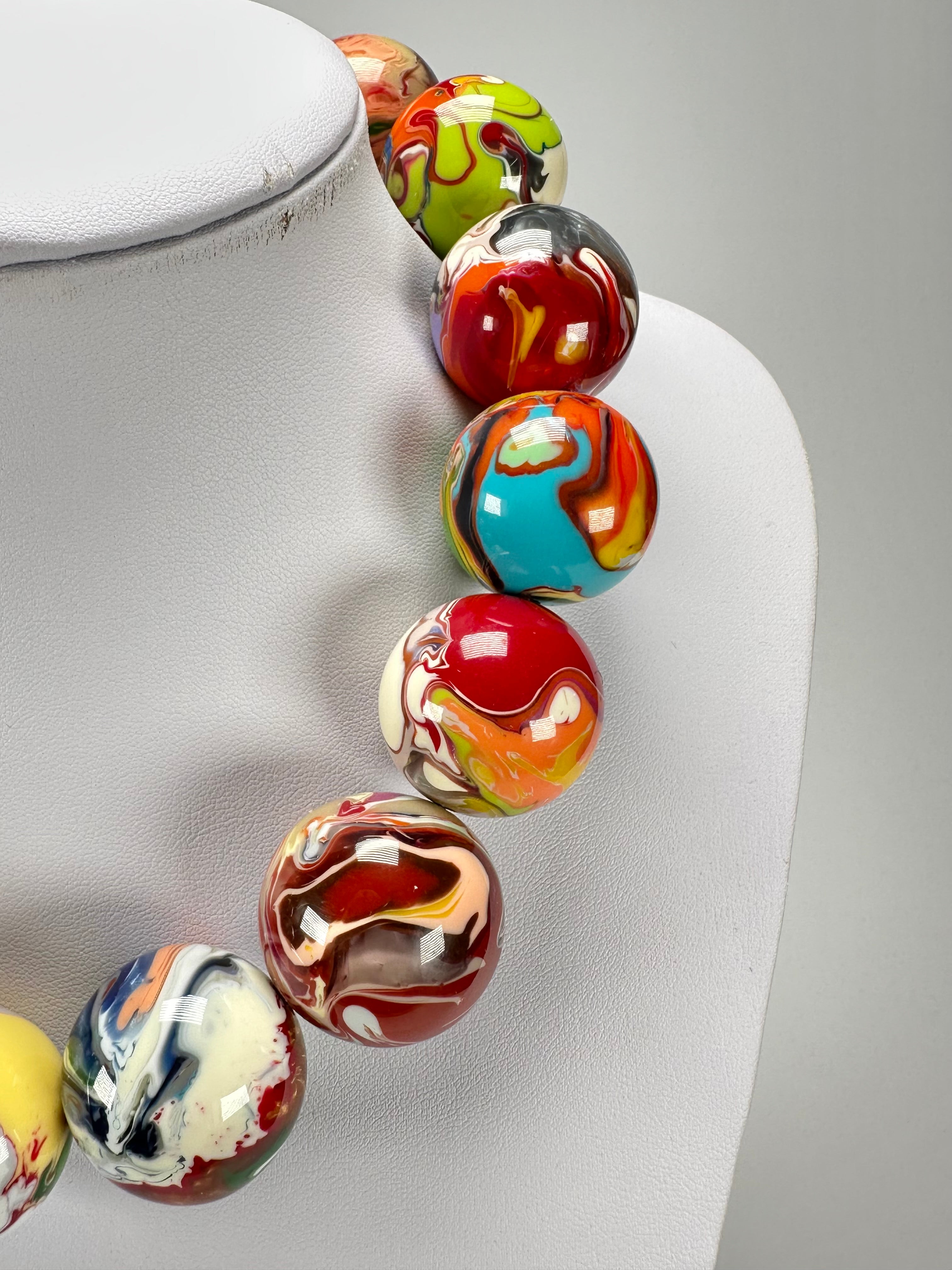 Sobral - Planets "Cluster" Studio Creation Pollock Resin Necklace ( 000000 )