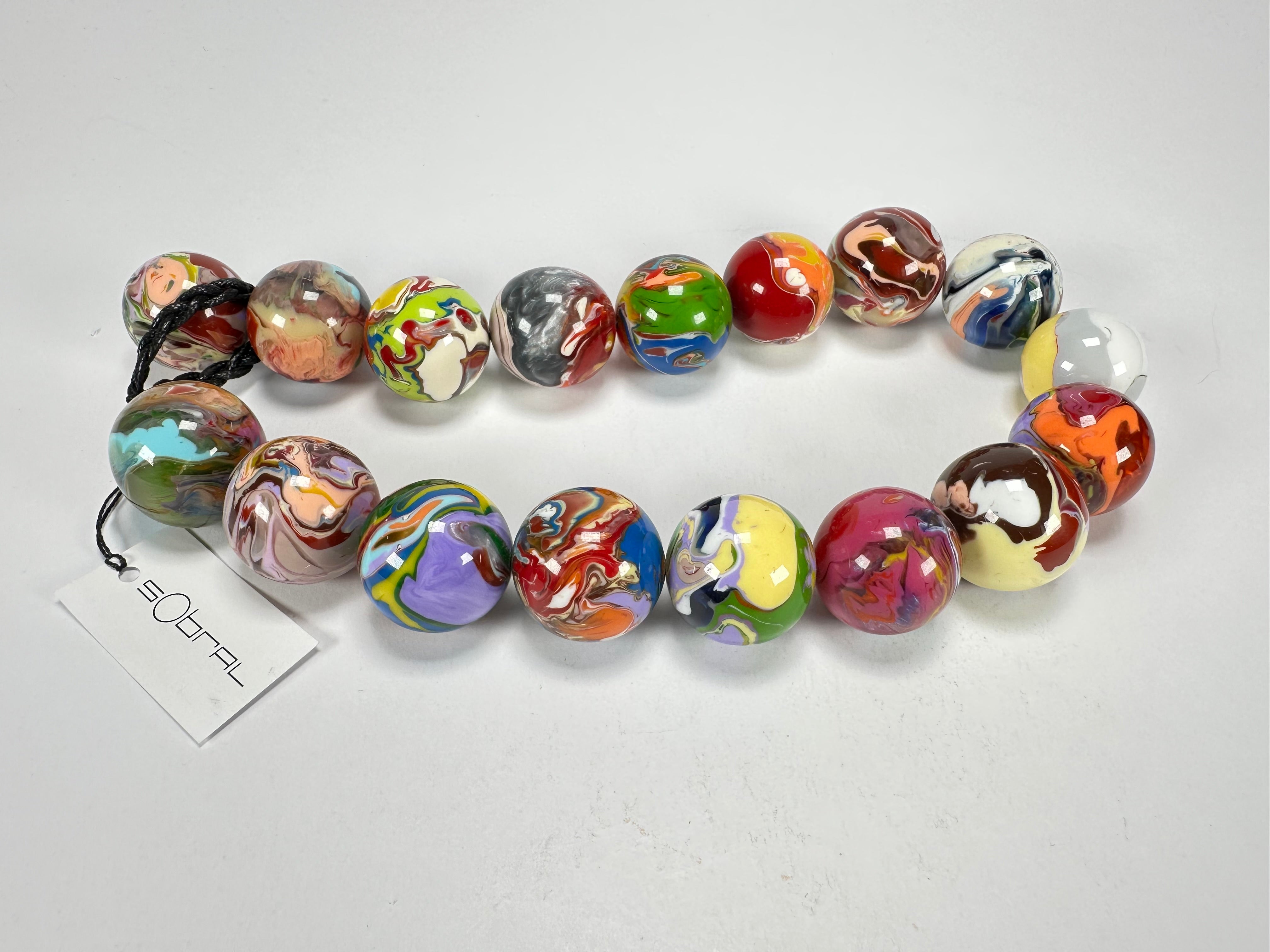 Sobral - Planets "Cluster" Studio Creation Pollock Resin Necklace ( 000000 )