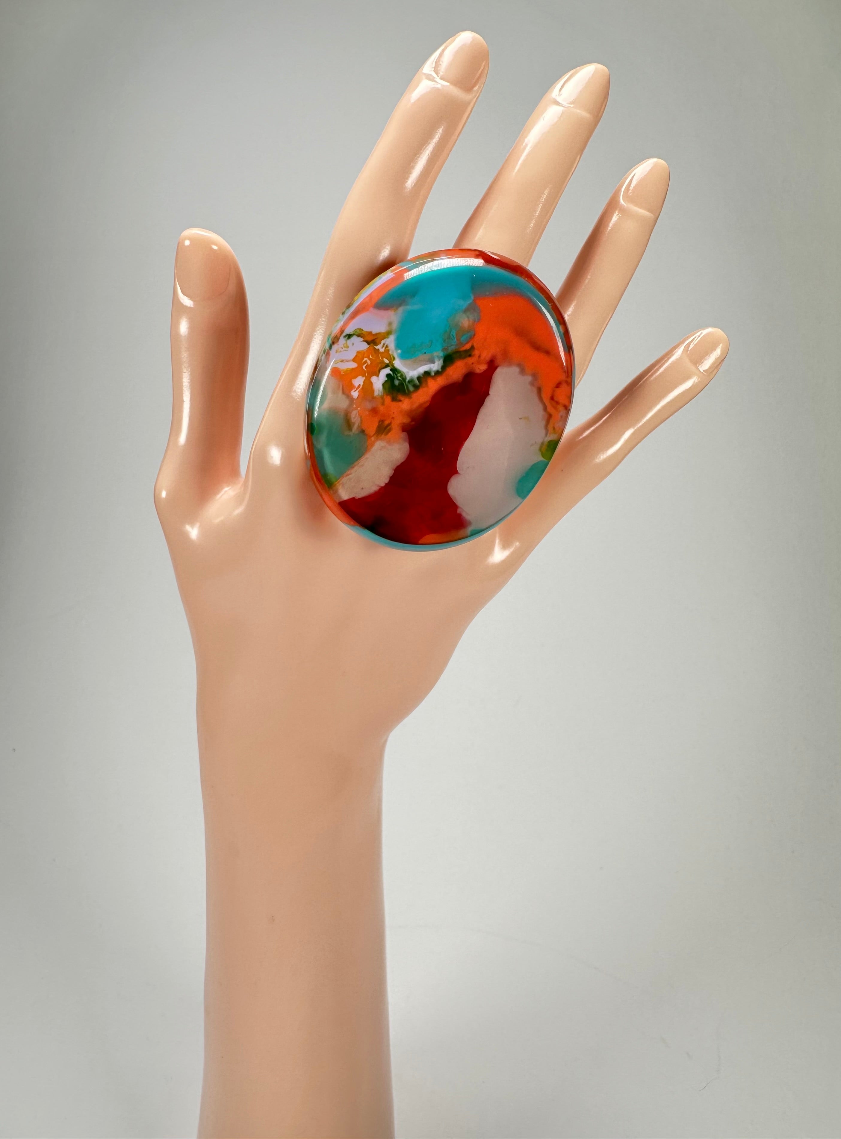 Sobral - Multi-Colour "Munique" K.Polido Resin Ring ( 005145 ) - Size UK N / US 6.5