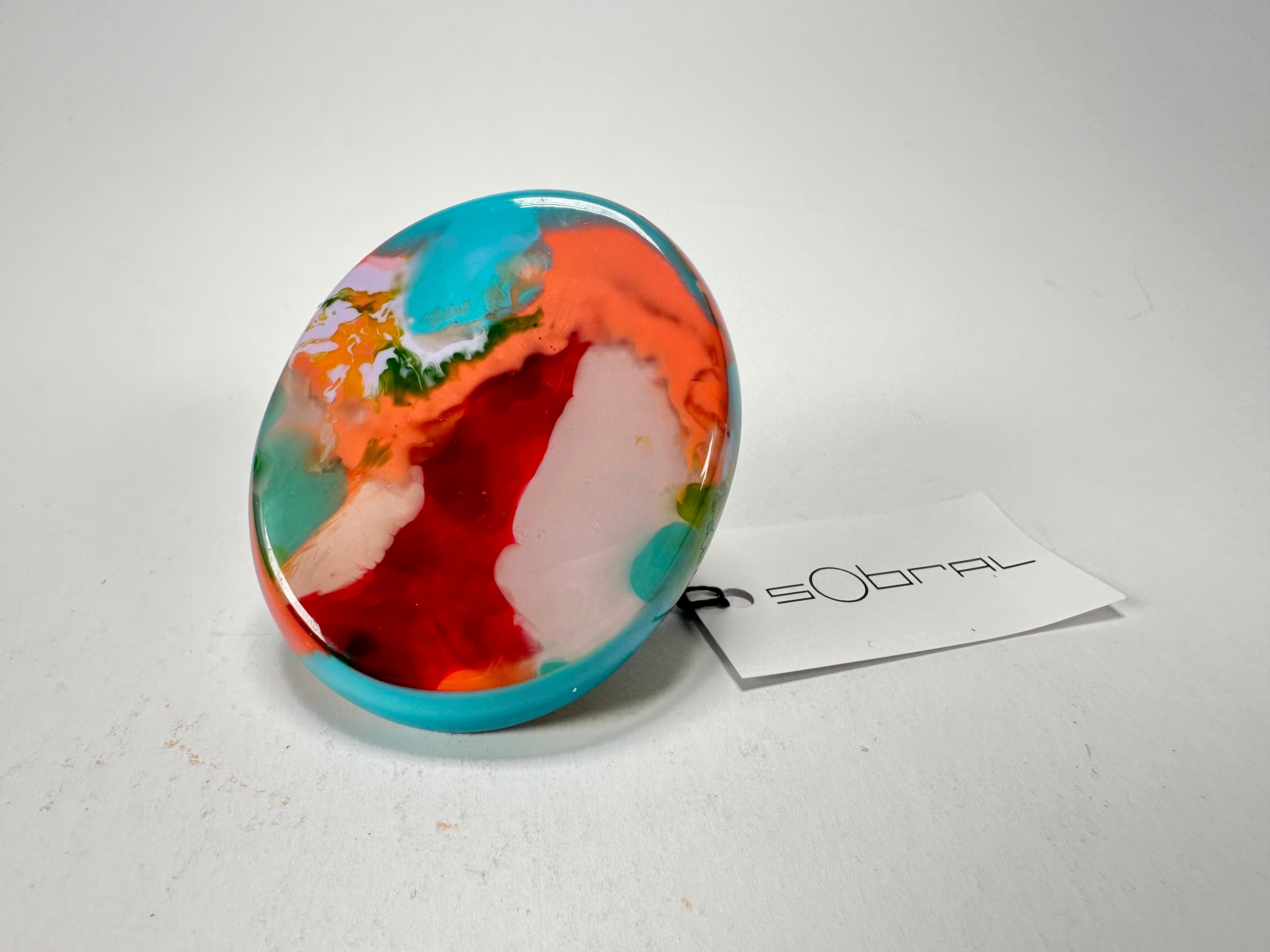 Sobral - Multi-Colour "Munique" K.Polido Resin Ring ( 005145 ) - Size UK N / US 6.5
