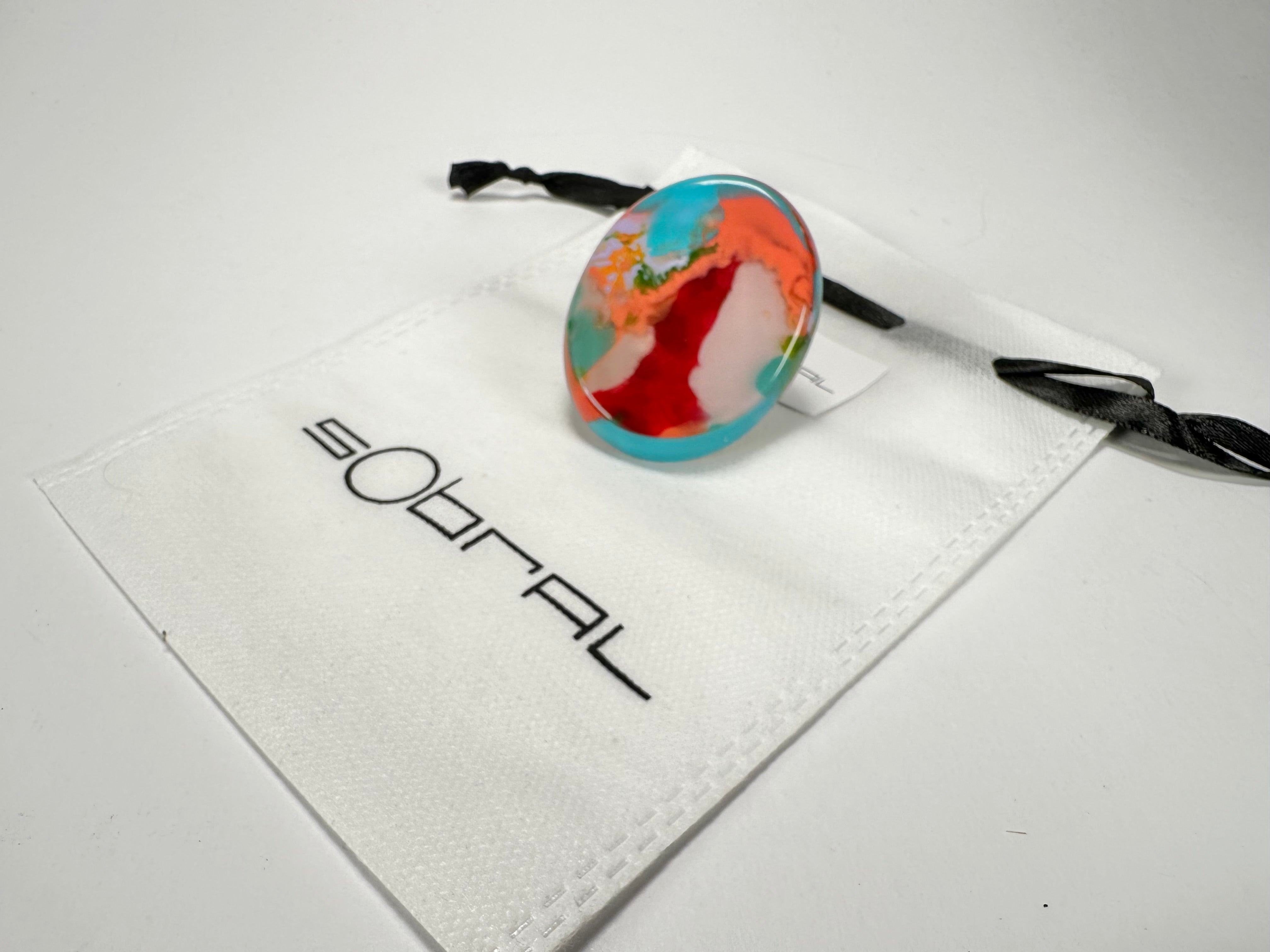 Sobral - Multi-Colour "Munique" K.Polido Resin Ring ( 005145 ) - Size UK N / US 6.5
