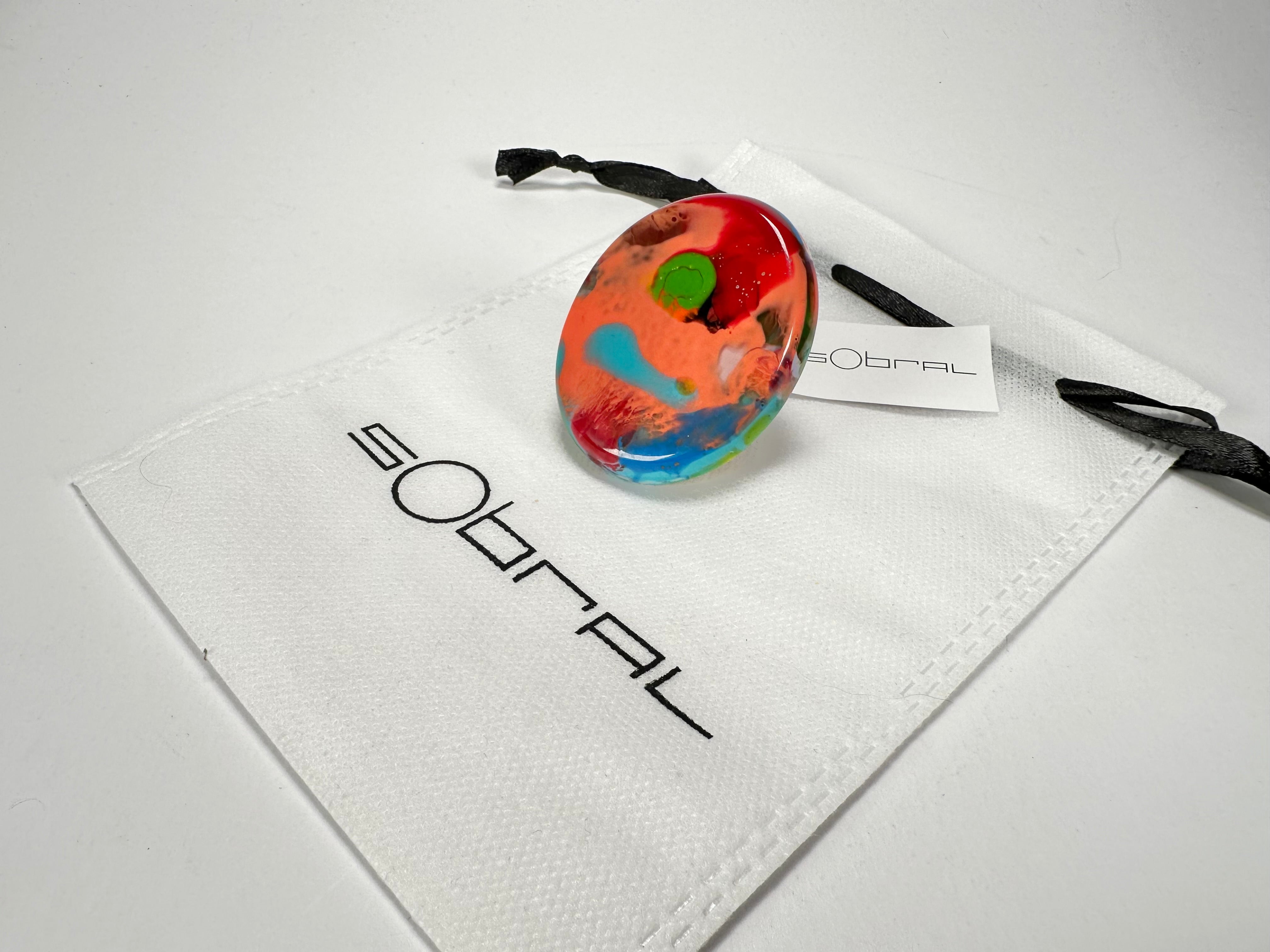Sobral - Multi-Colour "Munique" K.Polido Resin Ring ( 005145 ) - Size UK N / US 6.5