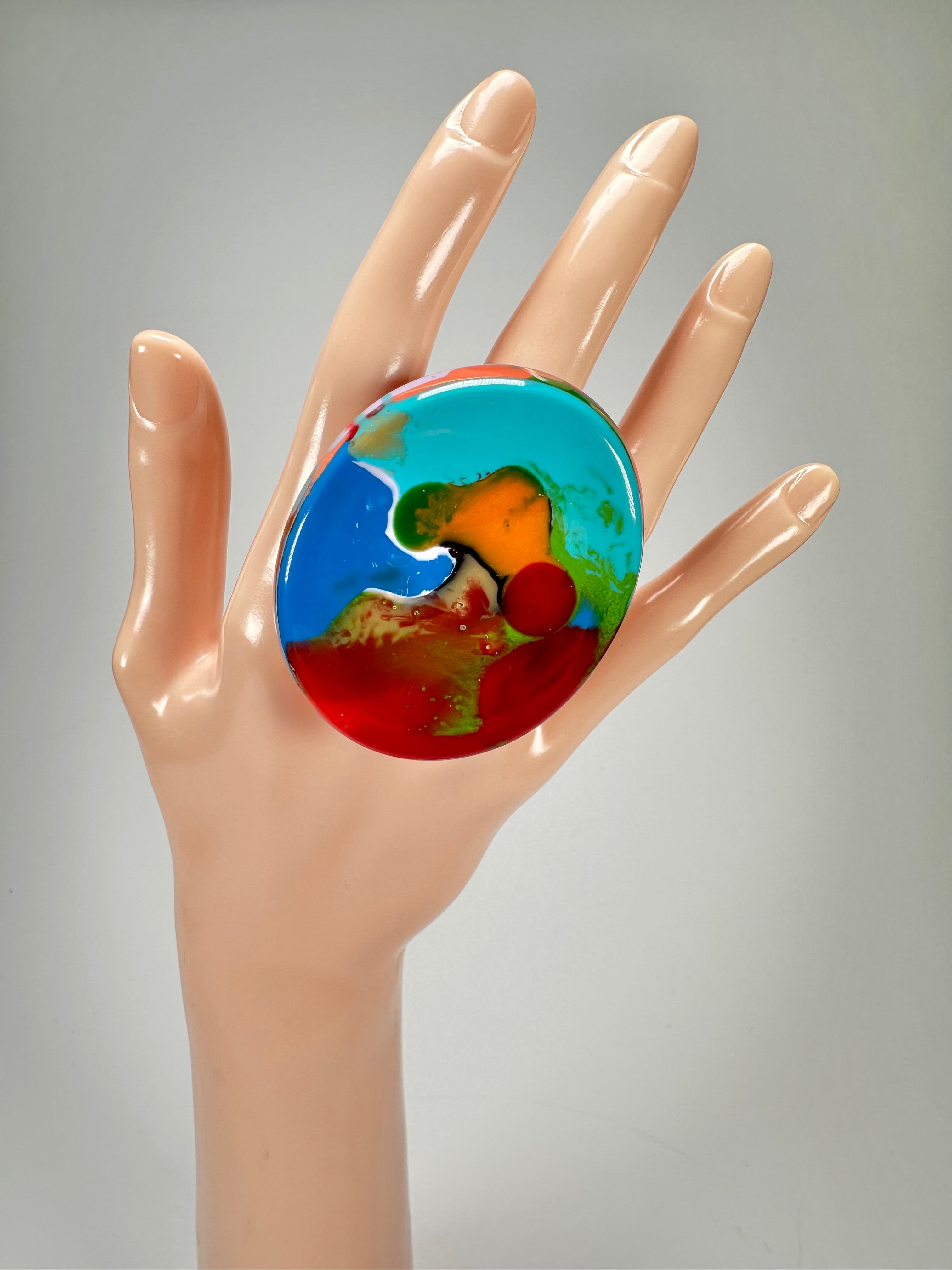 Sobral - Multi-Colour "Munique" K.Polido Resin Ring ( 005145 ) - Size UK P / US 7.5