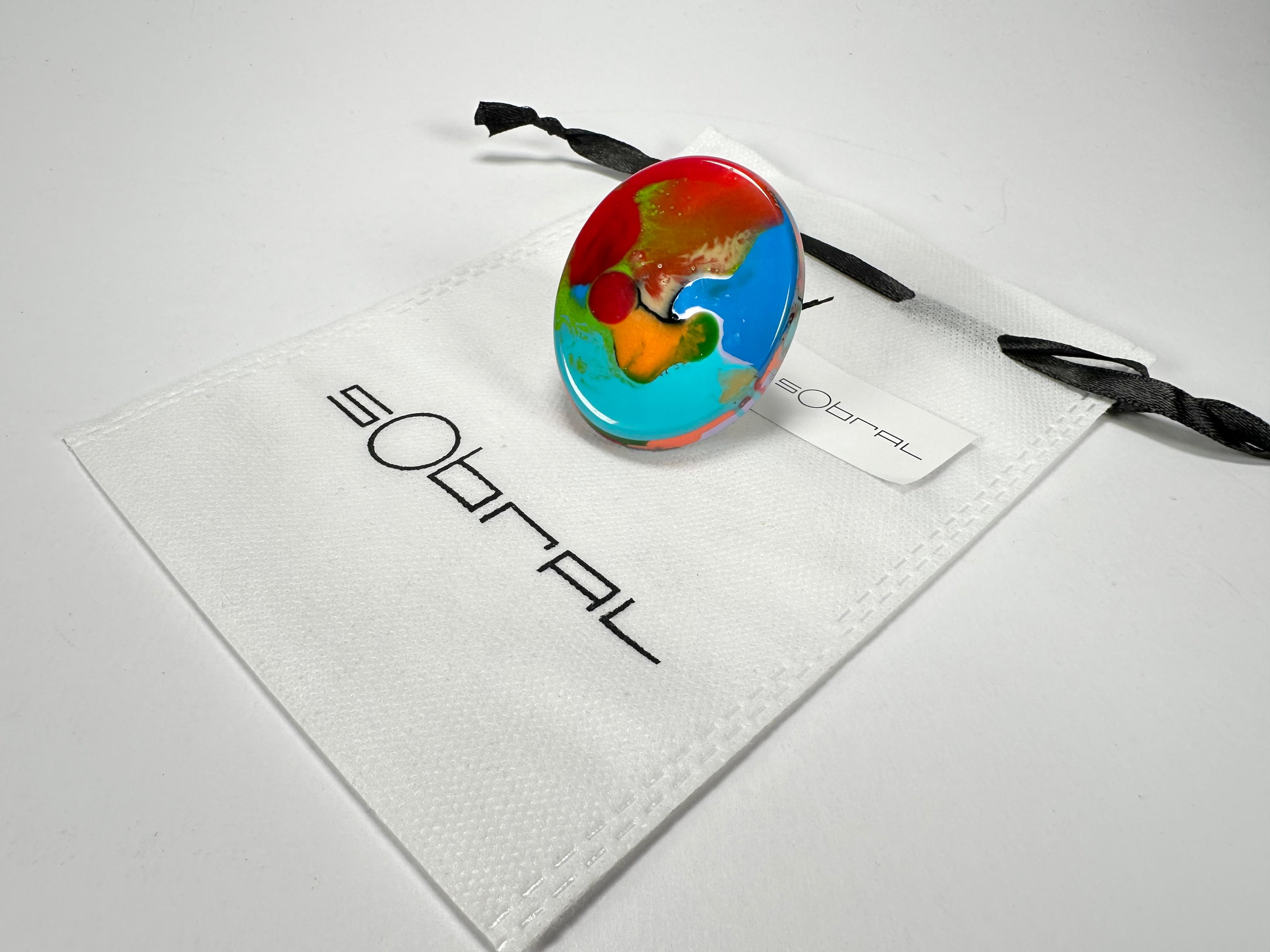 Sobral - Multi-Colour "Munique" K.Polido Resin Ring ( 005145 ) - Size UK P / US 7.5