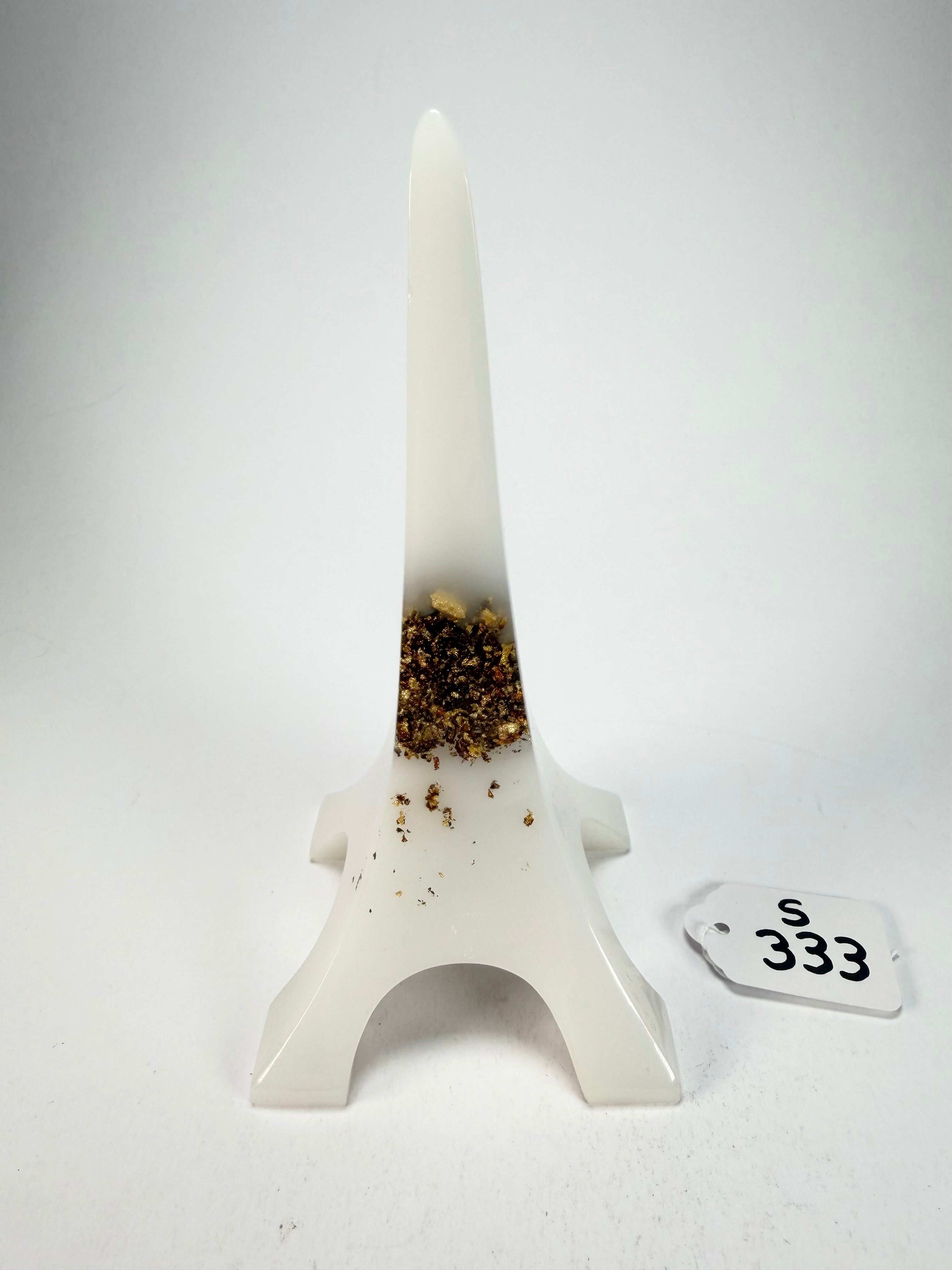 Sobral - Landmark "Eiffel Tower" Metalique Orlando White & Gold Large 18cm Statue Ornament ( 000000 )