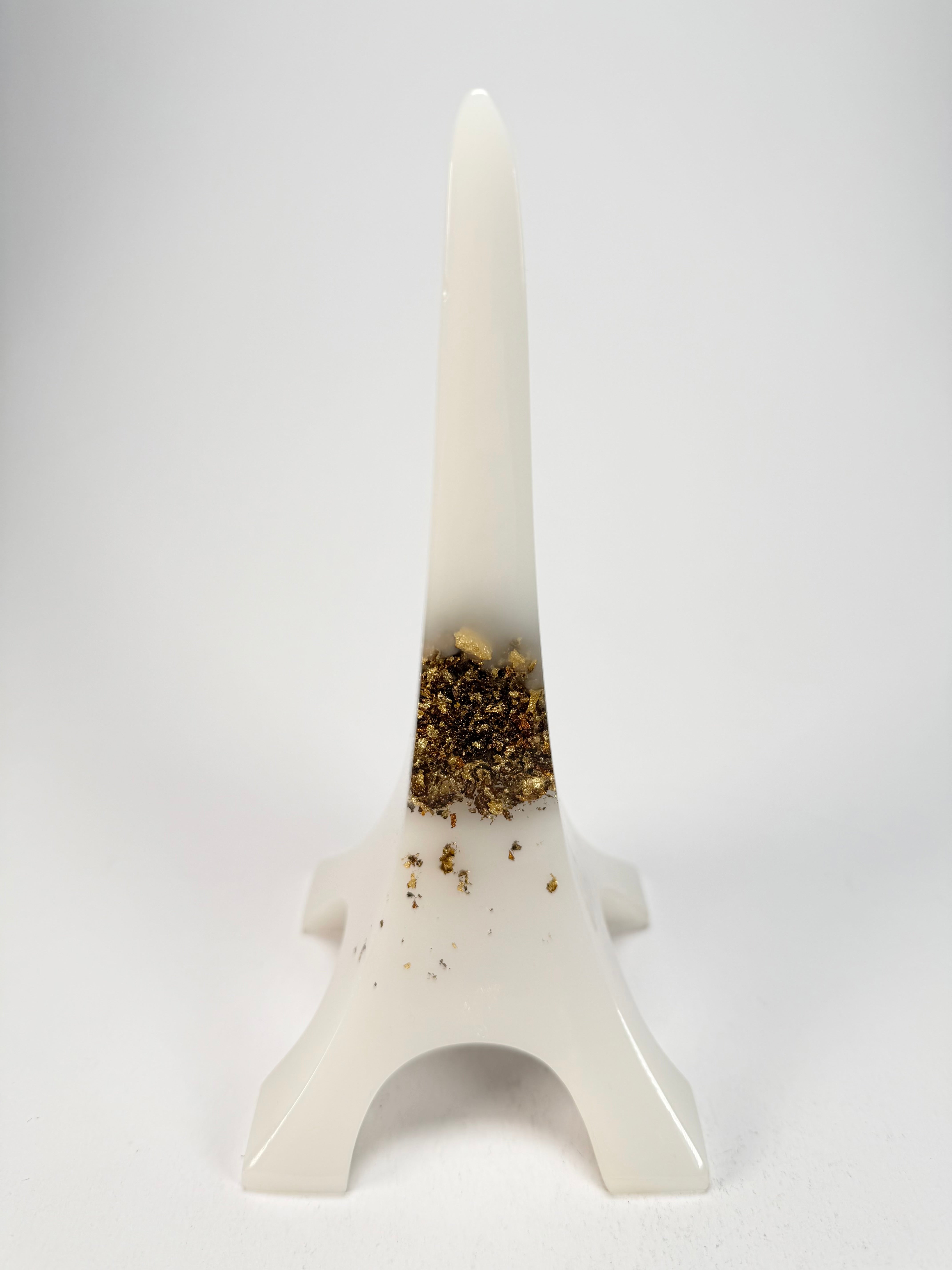 Sobral - Landmark "Eiffel Tower" Metalique Orlando White & Gold Large 18cm Statue Ornament ( 000000 )