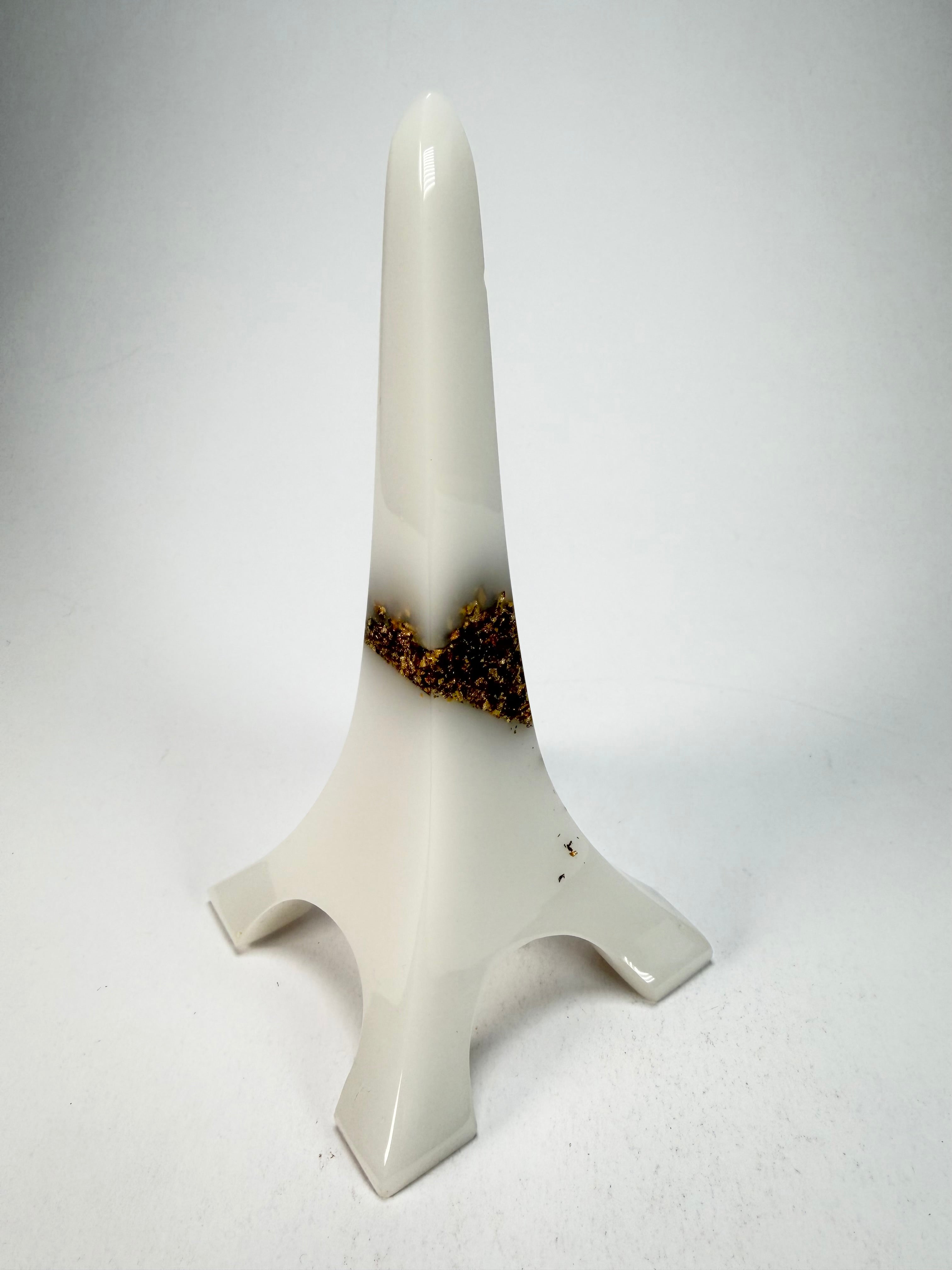 Sobral - Landmark "Eiffel Tower" Metalique Orlando White & Gold Large 18cm Statue Ornament ( 000000 )