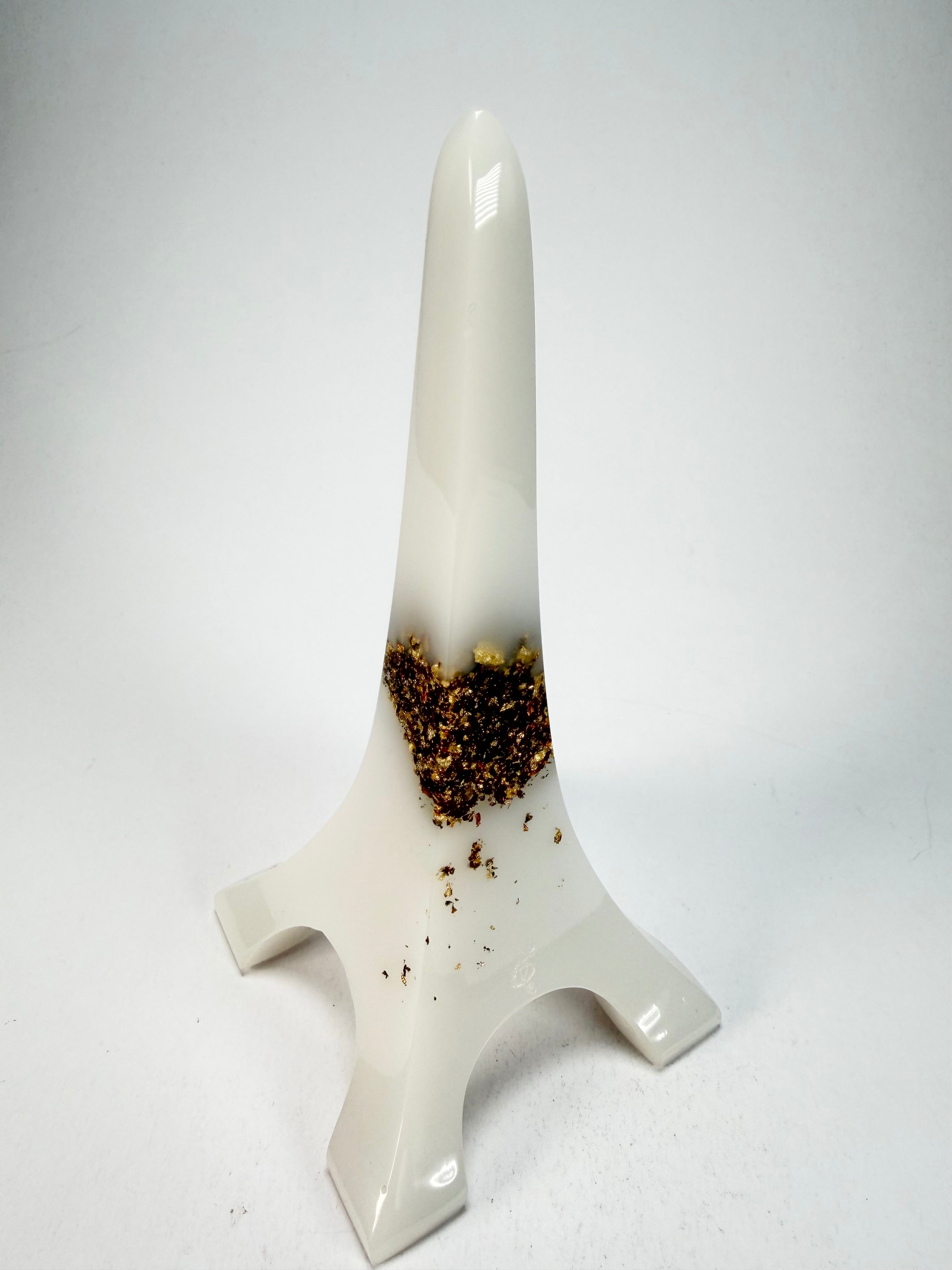 Sobral - Landmark "Eiffel Tower" Metalique Orlando White & Gold Large 18cm Statue Ornament ( 000000 )