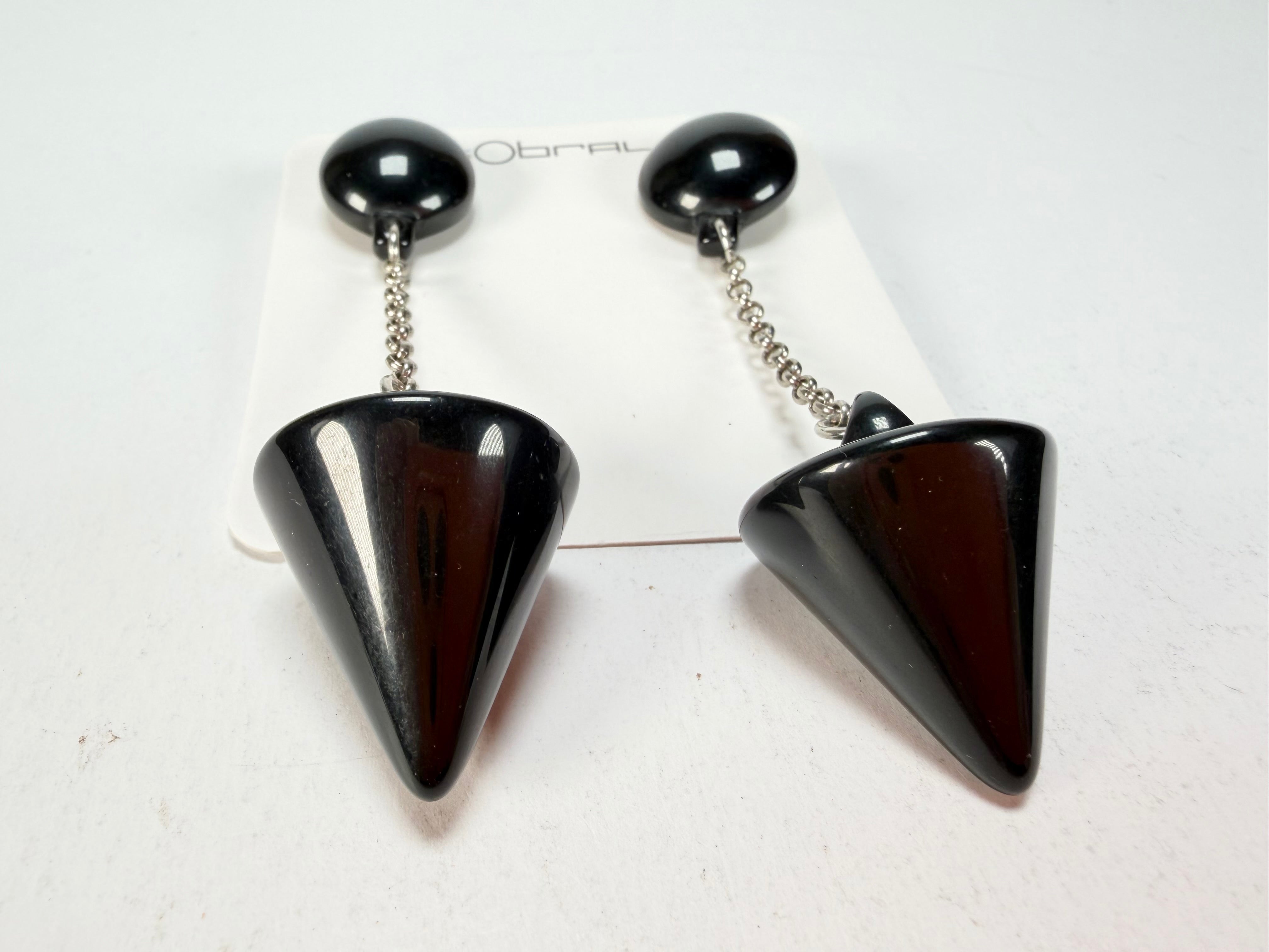 Sobral - Mix 2023 "MD KL" Black Cones Resin Earrings ( 005370 )