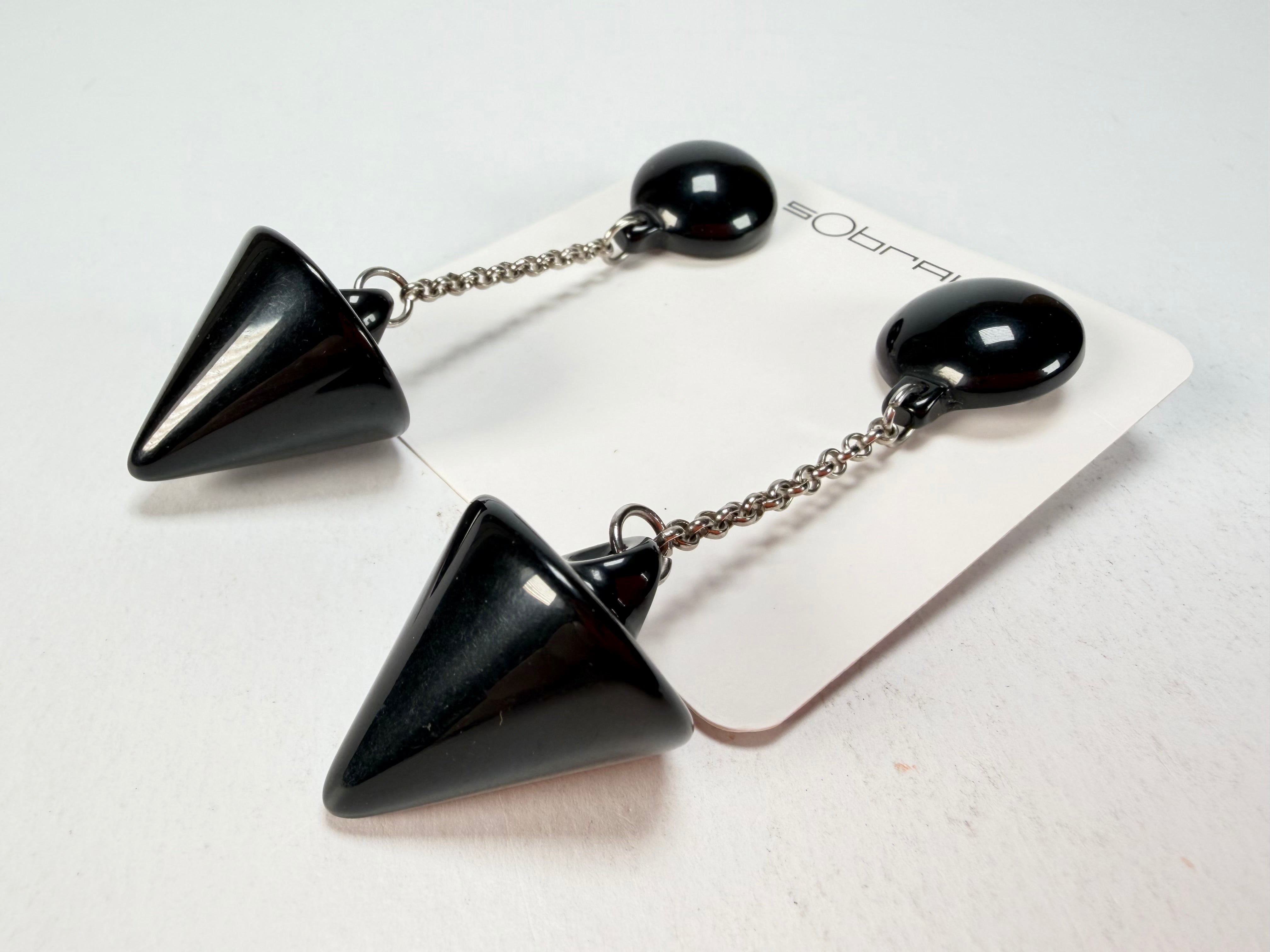 Sobral - Mix 2023 "MD KL" Black Cones Resin Earrings ( 005370 )