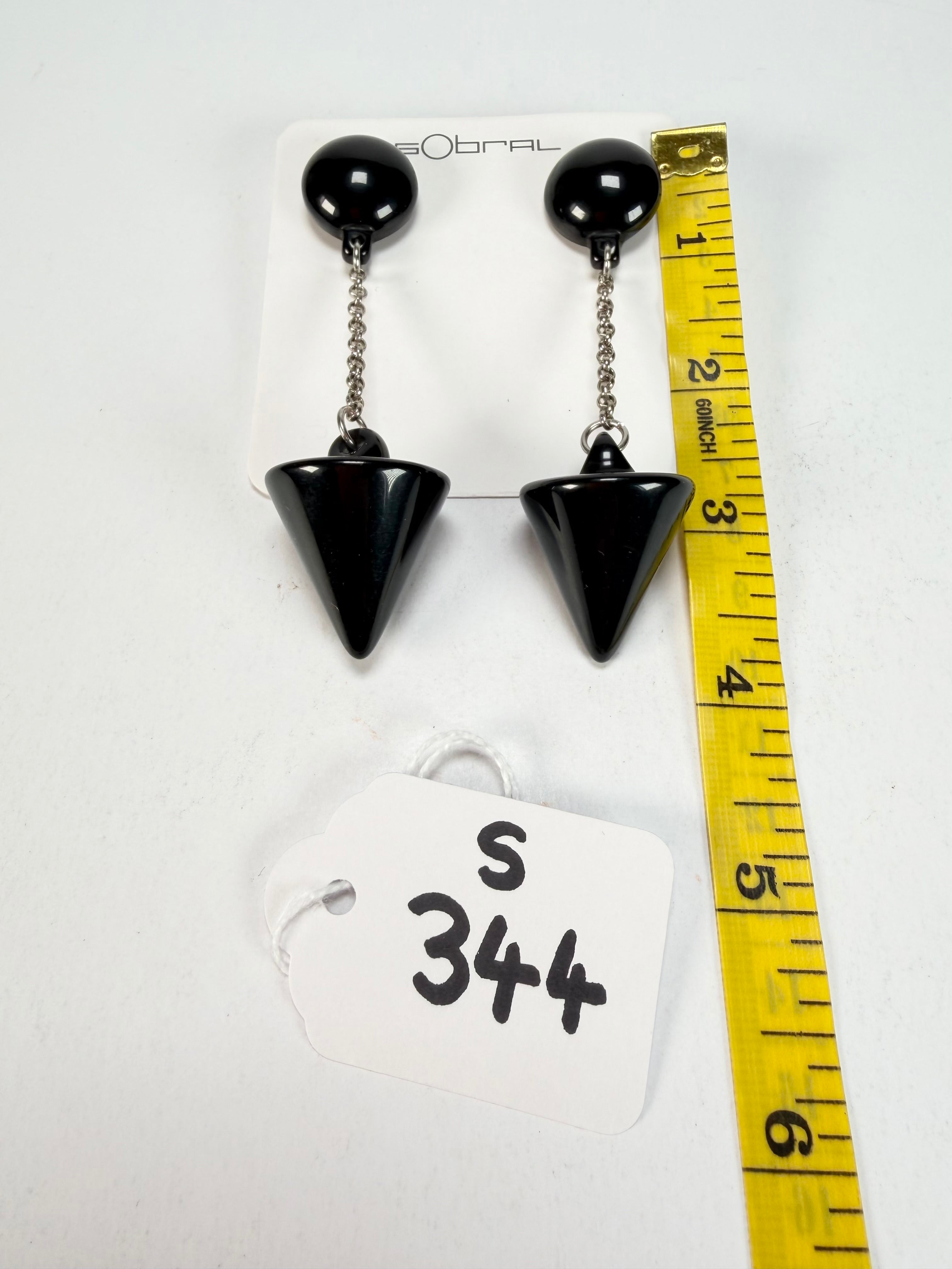 Sobral - Mix 2023 "MD KL" Black Cones Resin Earrings ( 005370 )