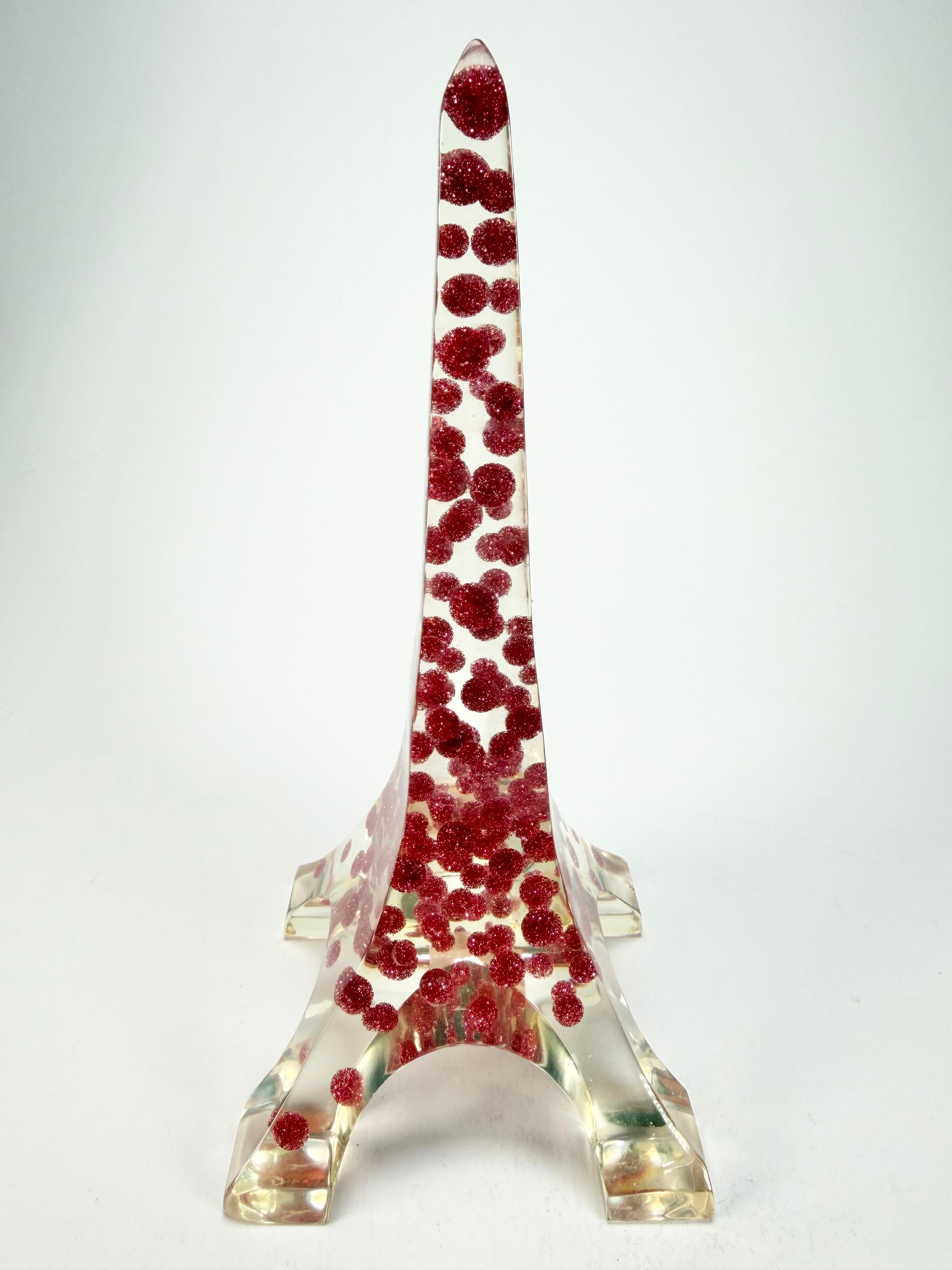Sobral - Landmark "Eiffel Tower" Cristal with Mouve Inserts Large 18cm Statue Ornament ( 000745 )