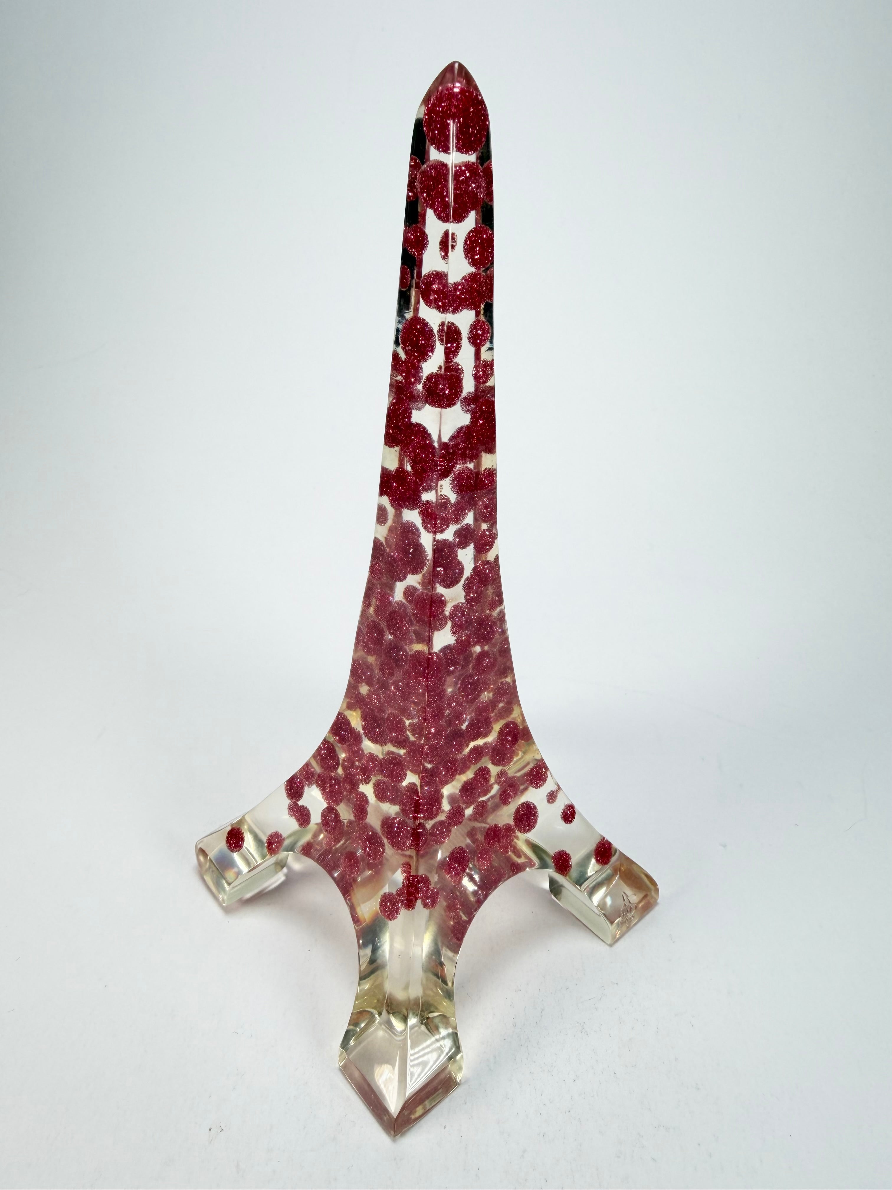 Sobral - Landmark "Eiffel Tower" Cristal with Mouve Inserts Large 18cm Statue Ornament ( 000745 )
