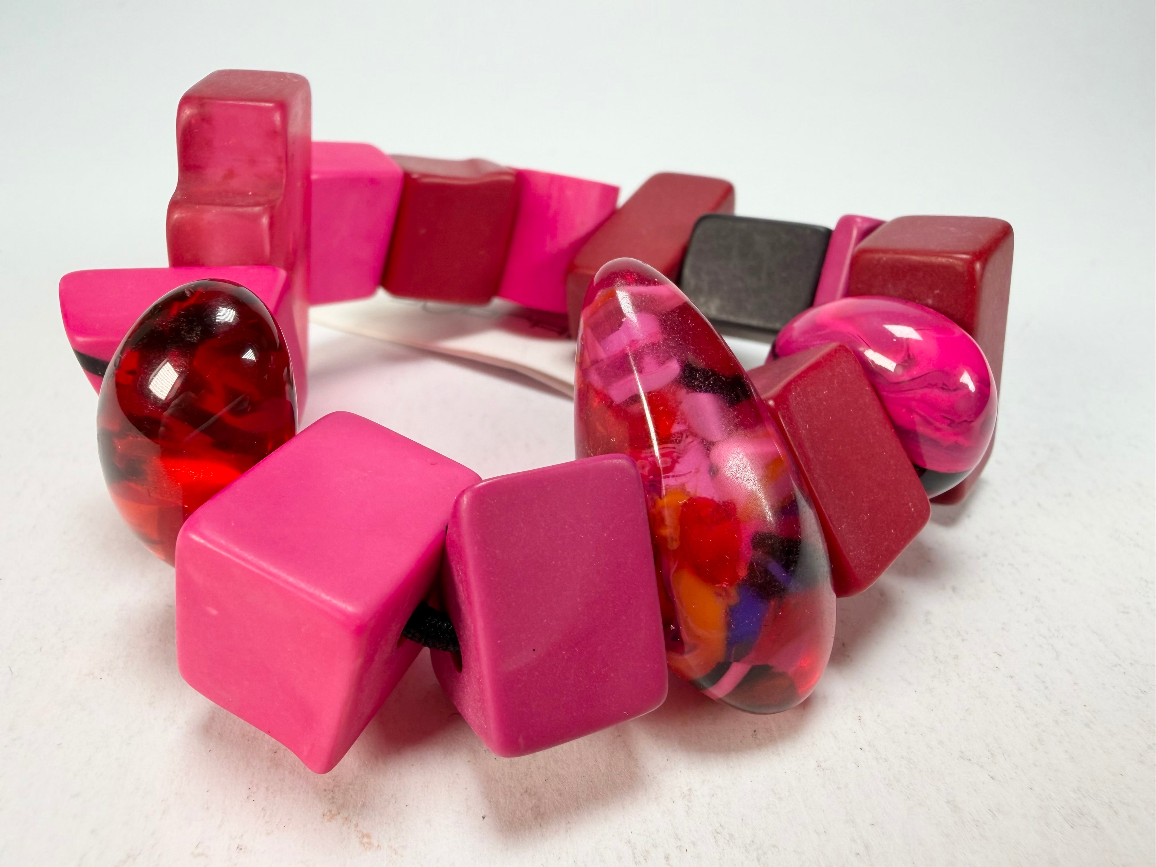 Sobral - Indiana "Cereja" Pink Elasticated Resin Bracelet ( 000210 )