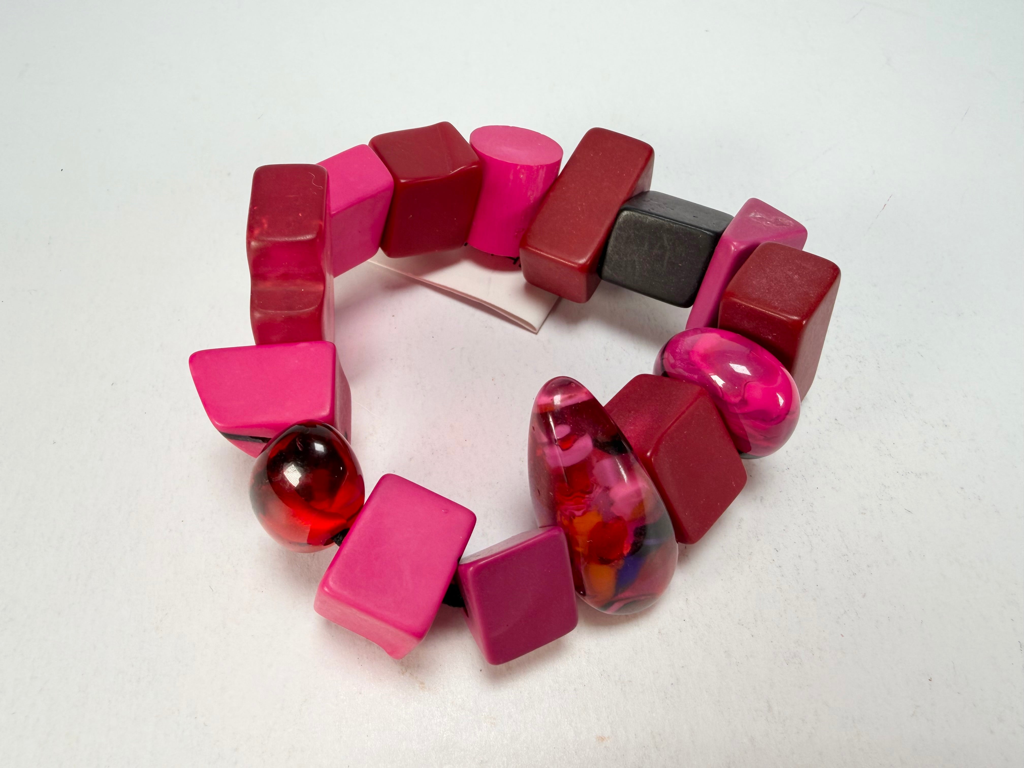 Sobral - Indiana "Cereja" Pink Elasticated Resin Bracelet ( 000210 )