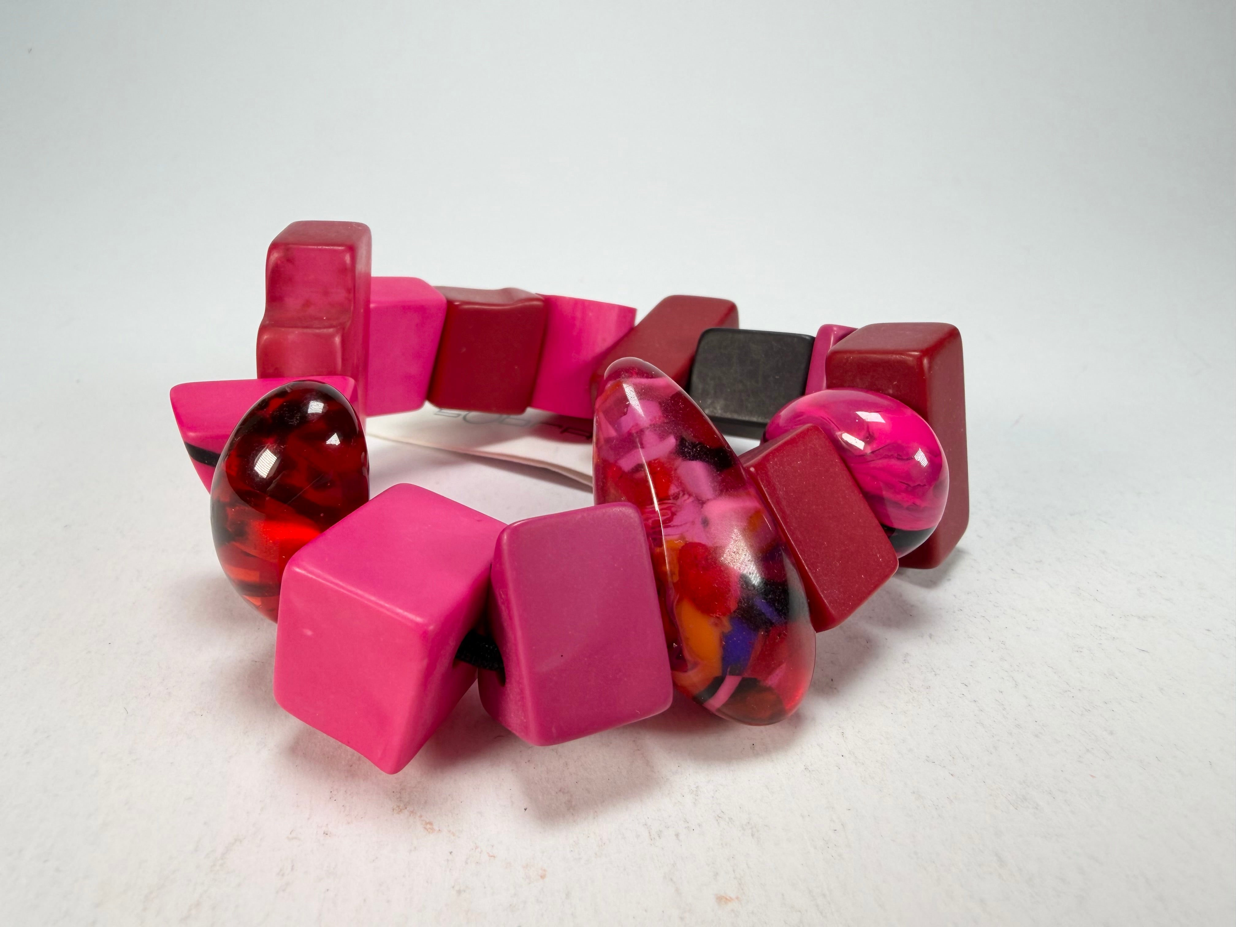 Sobral - Indiana "Cereja" Pink Elasticated Resin Bracelet ( 000210 )
