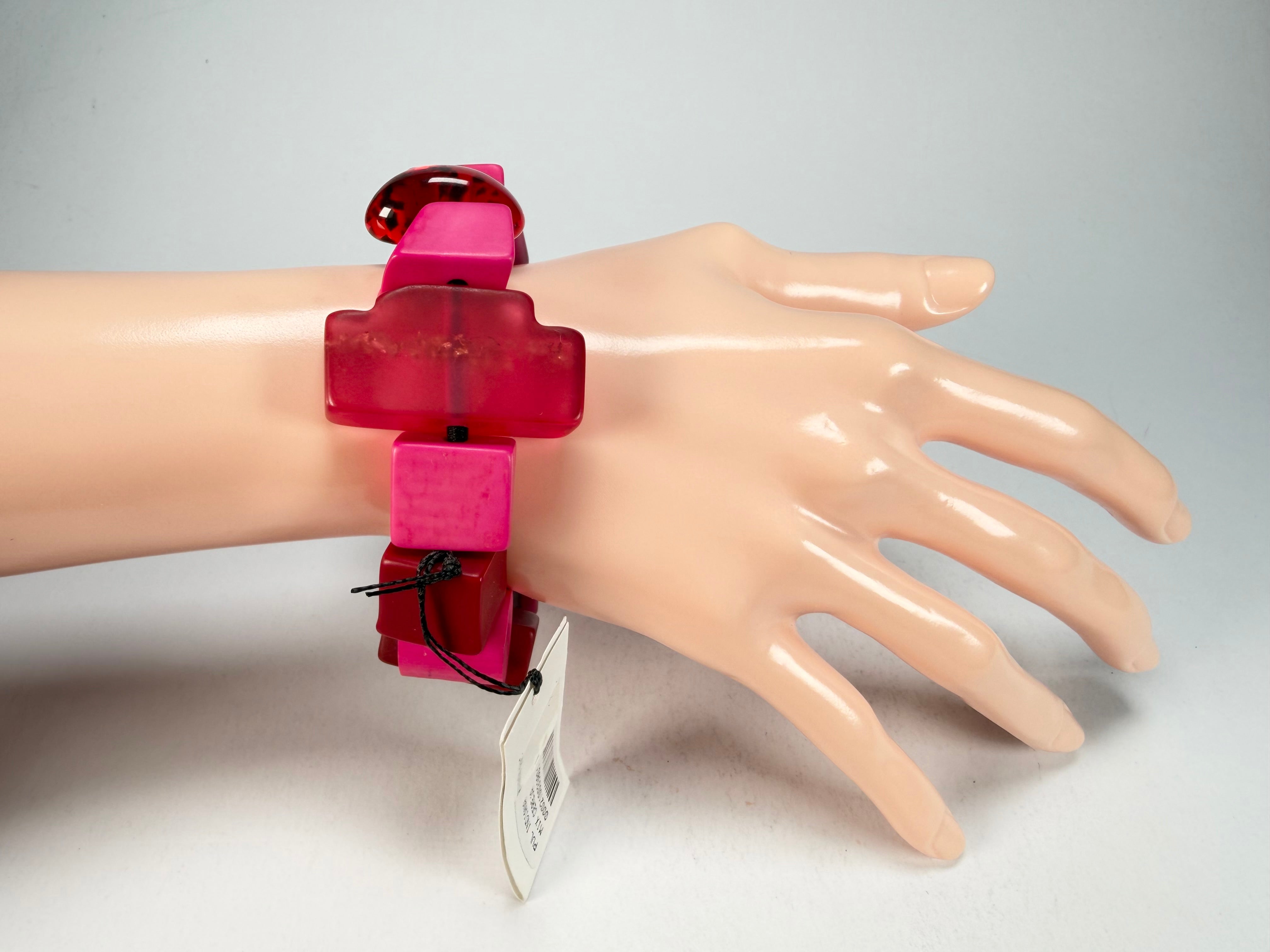 Sobral - Indiana "Cereja" Pink Elasticated Resin Bracelet ( 000210 )
