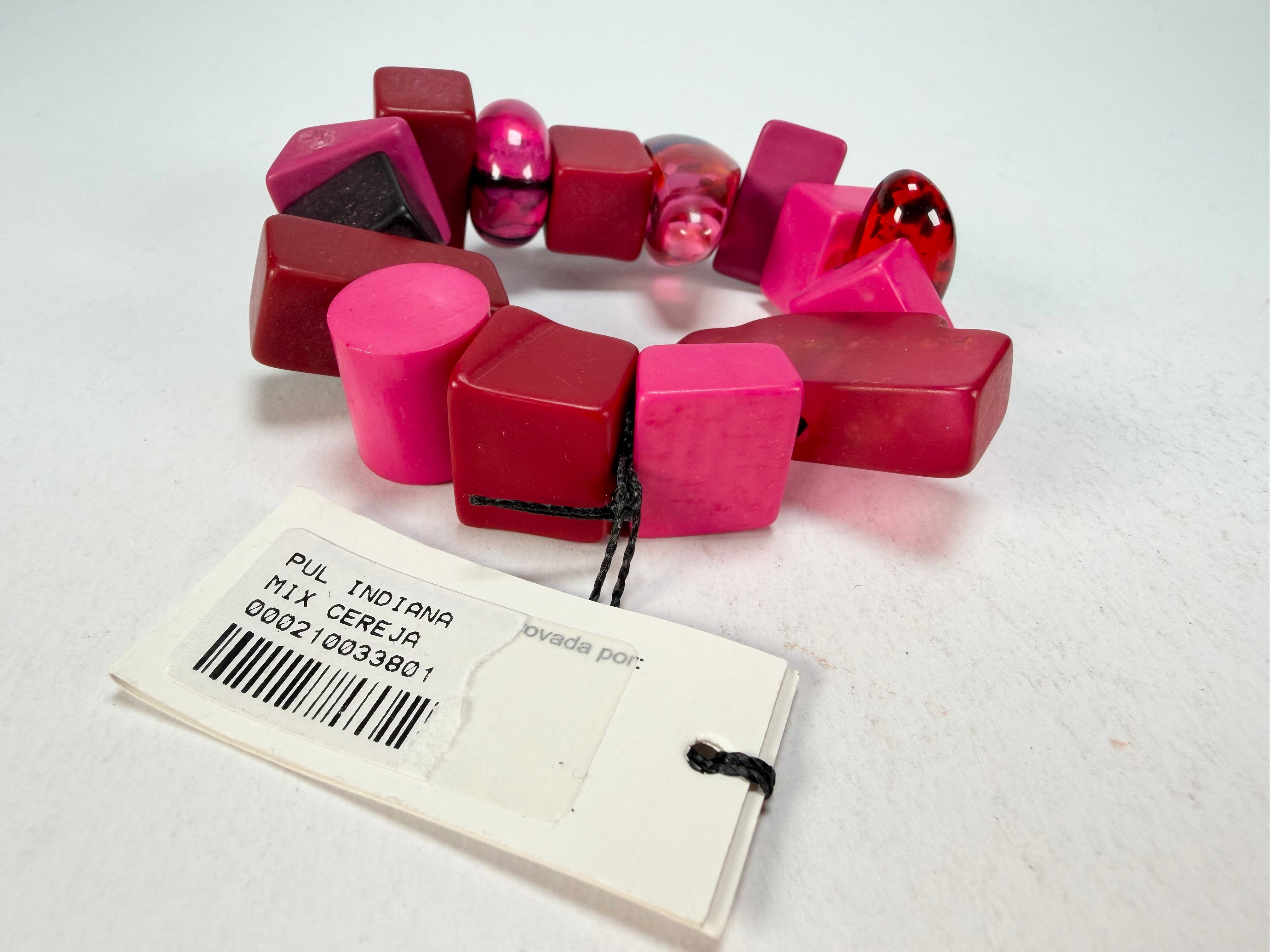 Sobral - Indiana "Cereja" Pink Elasticated Resin Bracelet ( 000210 )