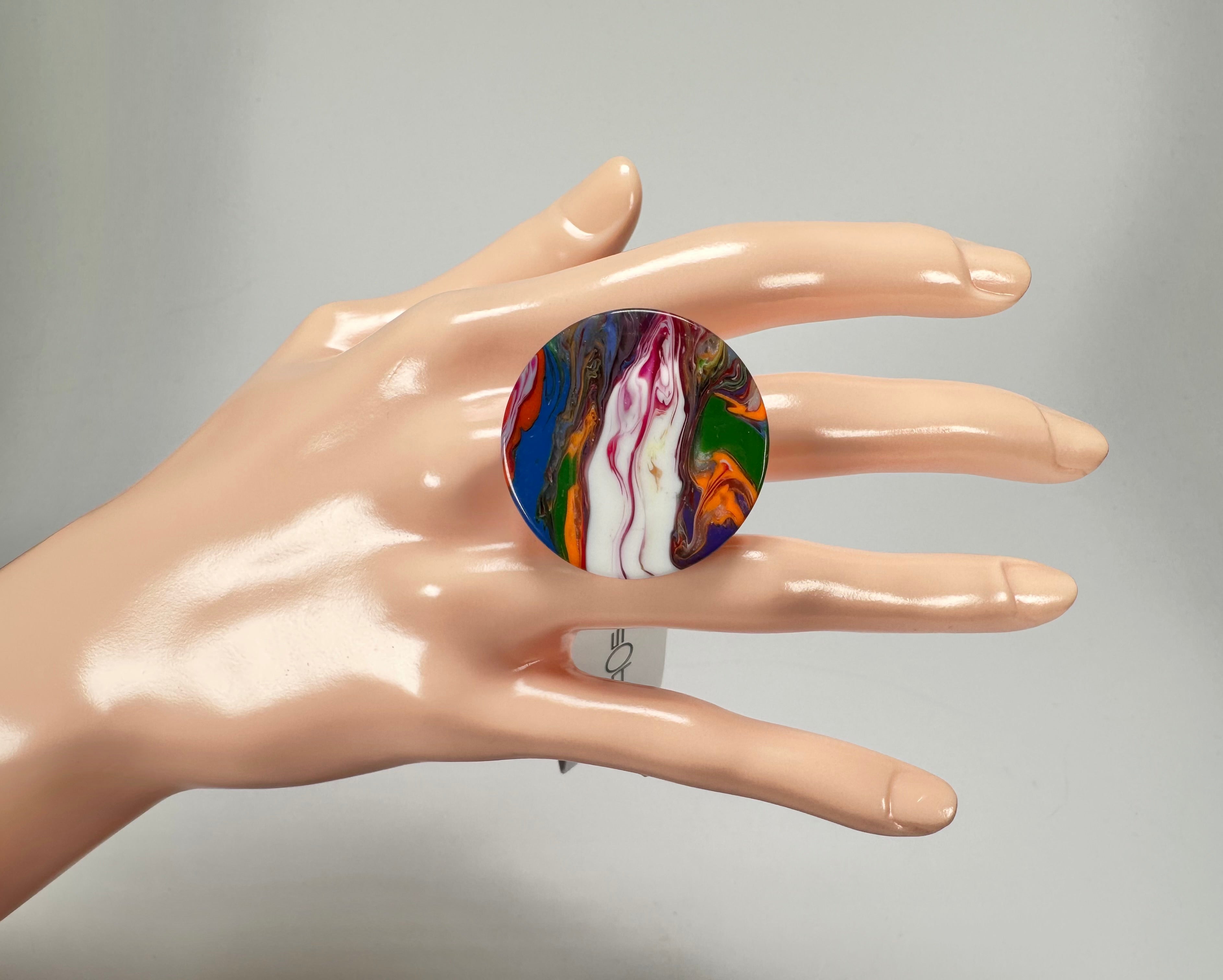 Sobral - Multi-Colour "Retalhos Efeitos" Resin Ring ( 004934 ) - Size UK N / US 7