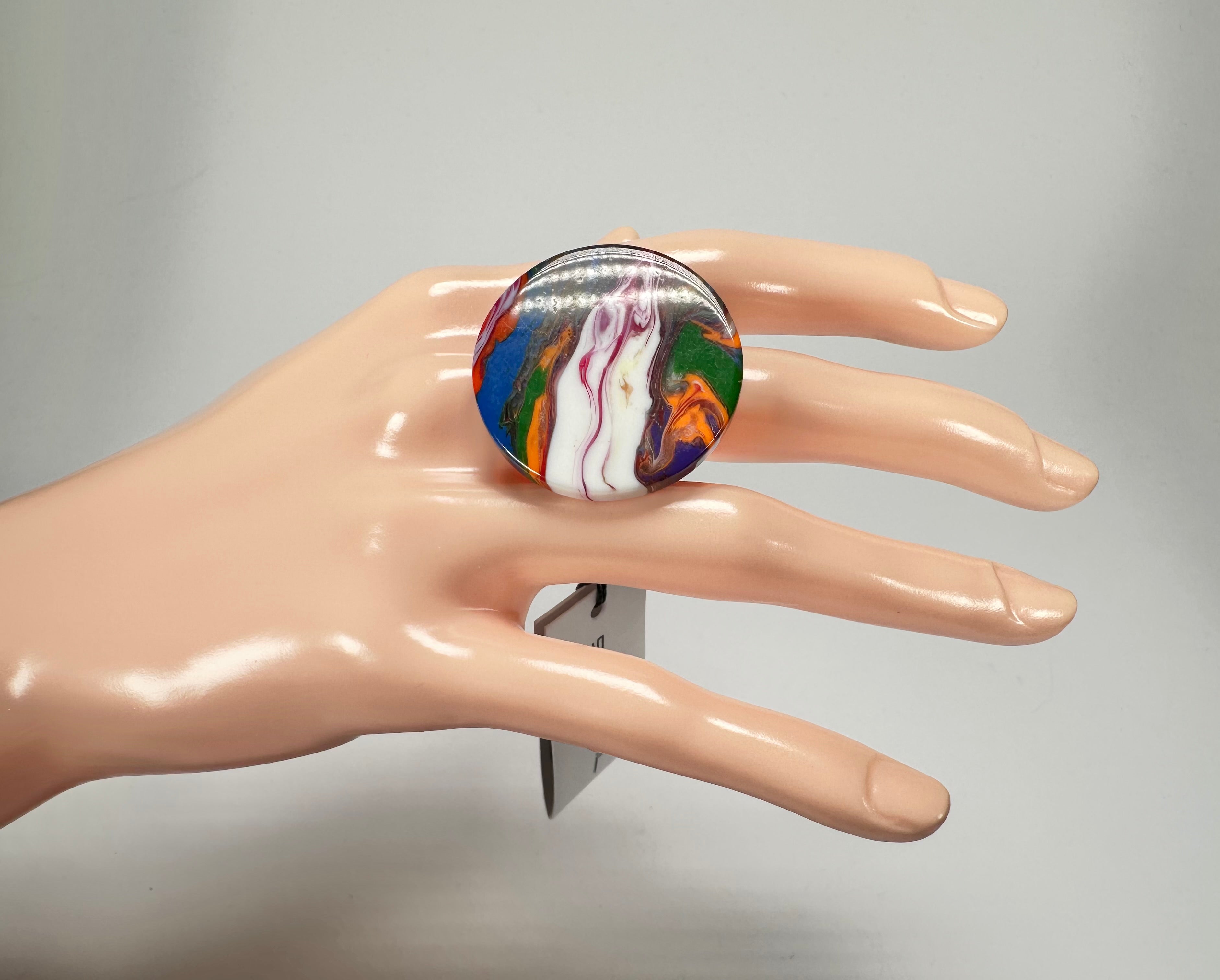Sobral - Multi-Colour "Retalhos Efeitos" Resin Ring ( 004934 ) - Size UK N / US 7