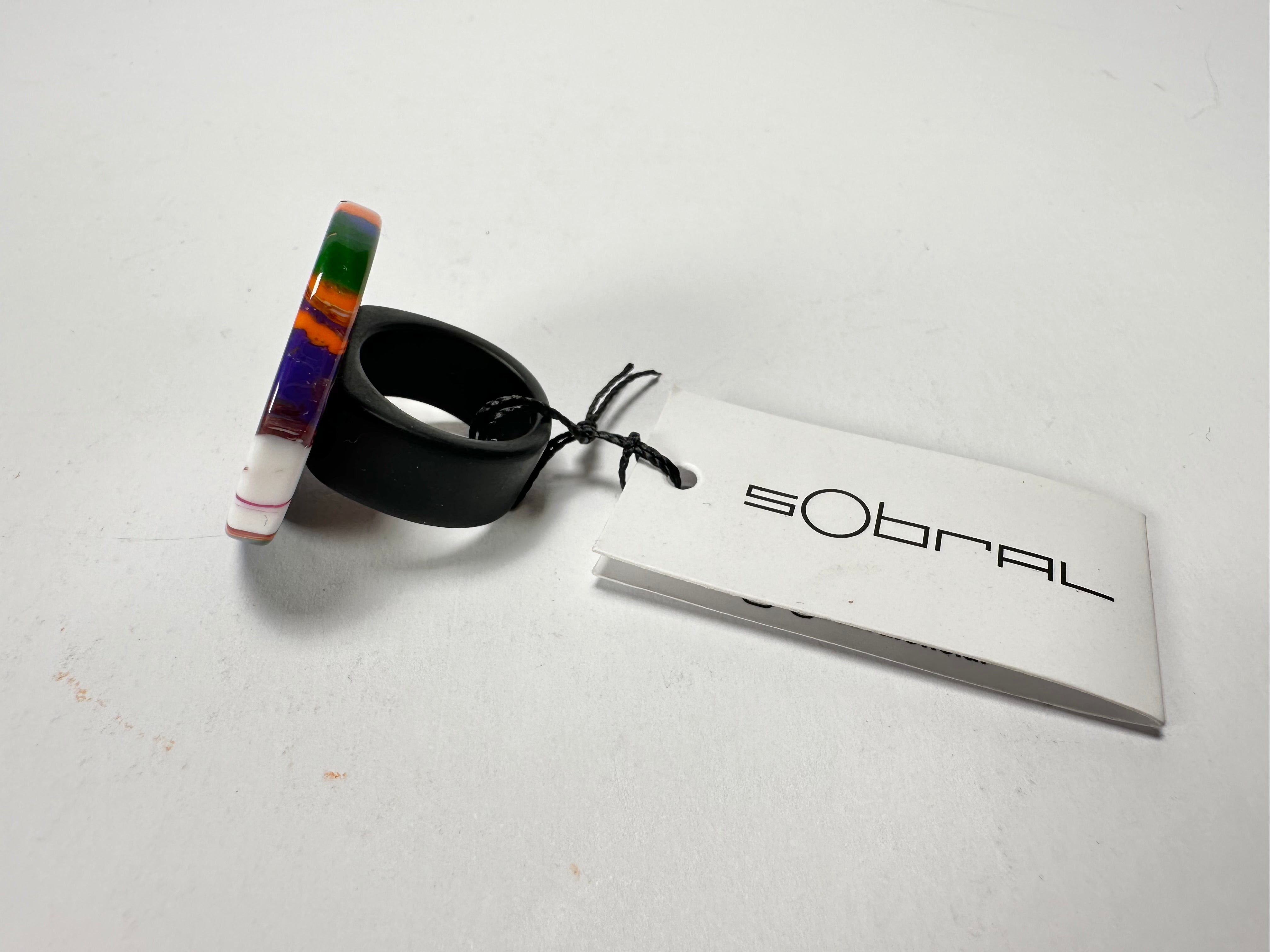 Sobral - Multi-Colour "Retalhos Efeitos" Resin Ring ( 004934 ) - Size UK N / US 7