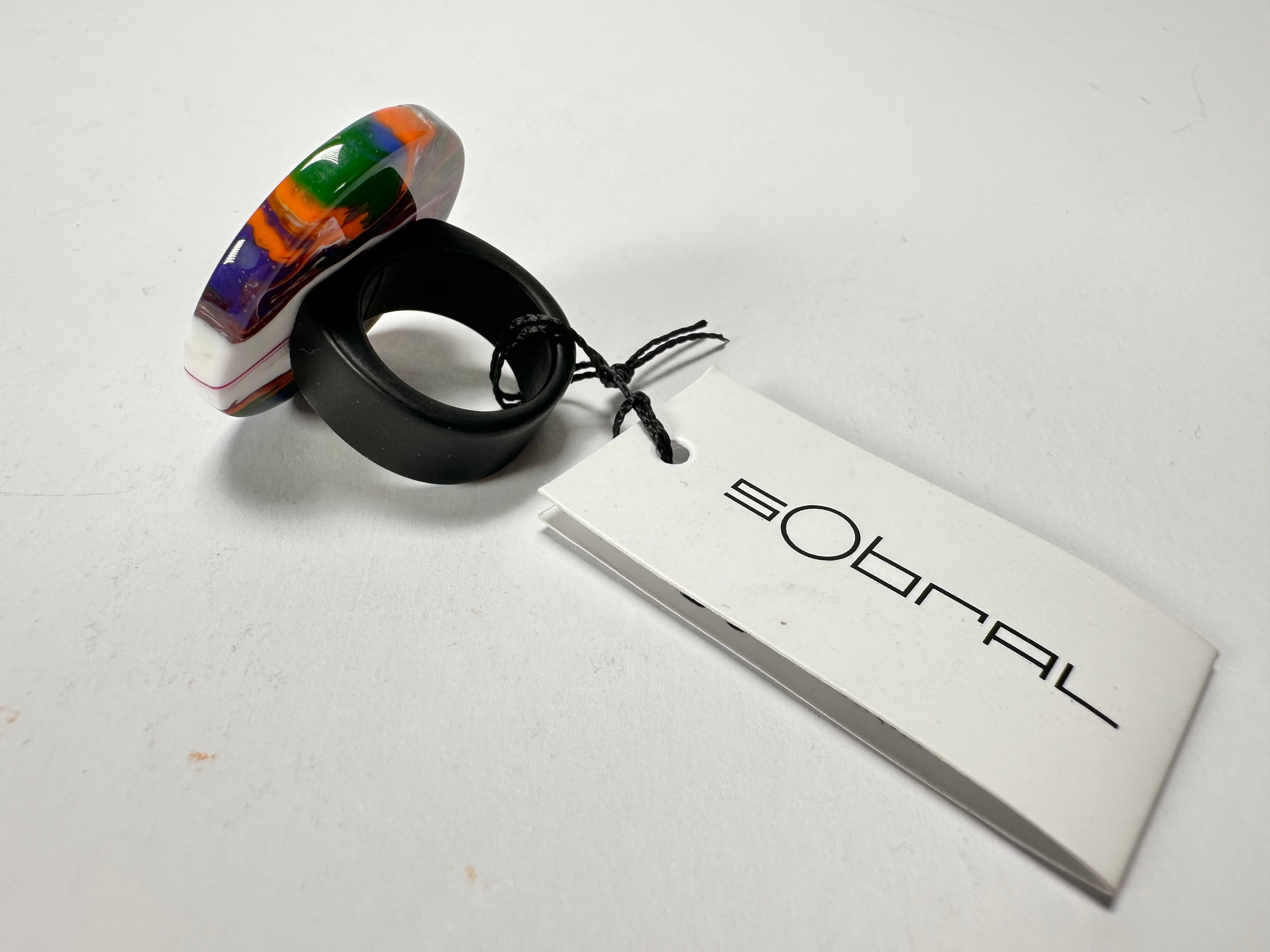 Sobral - Multi-Colour "Retalhos Efeitos" Resin Ring ( 004934 ) - Size UK N / US 7