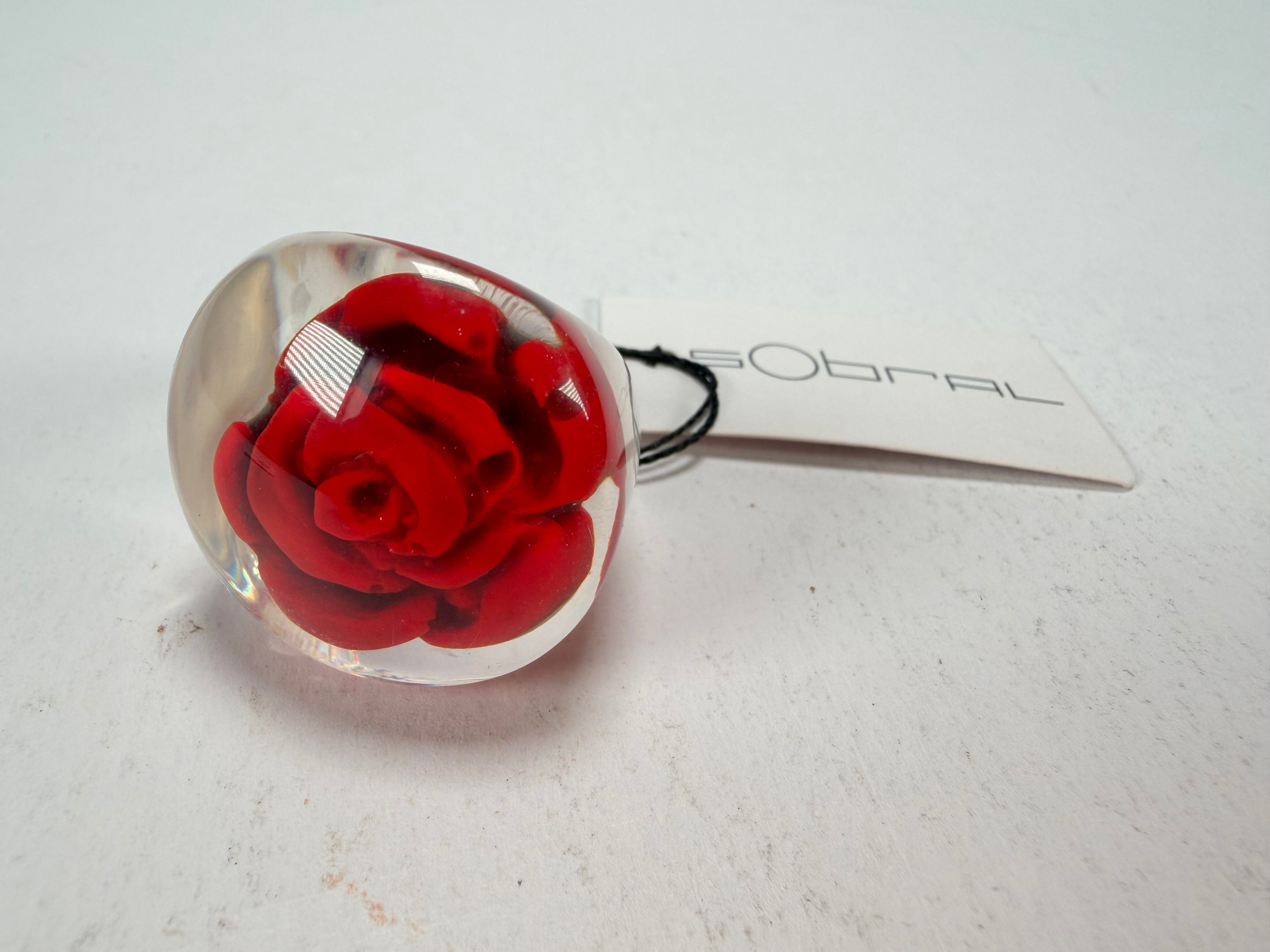 Sobral - Roses "Dukat Inteiro" Resin Ring ( 003852 ) - Size UK P / US 7.5