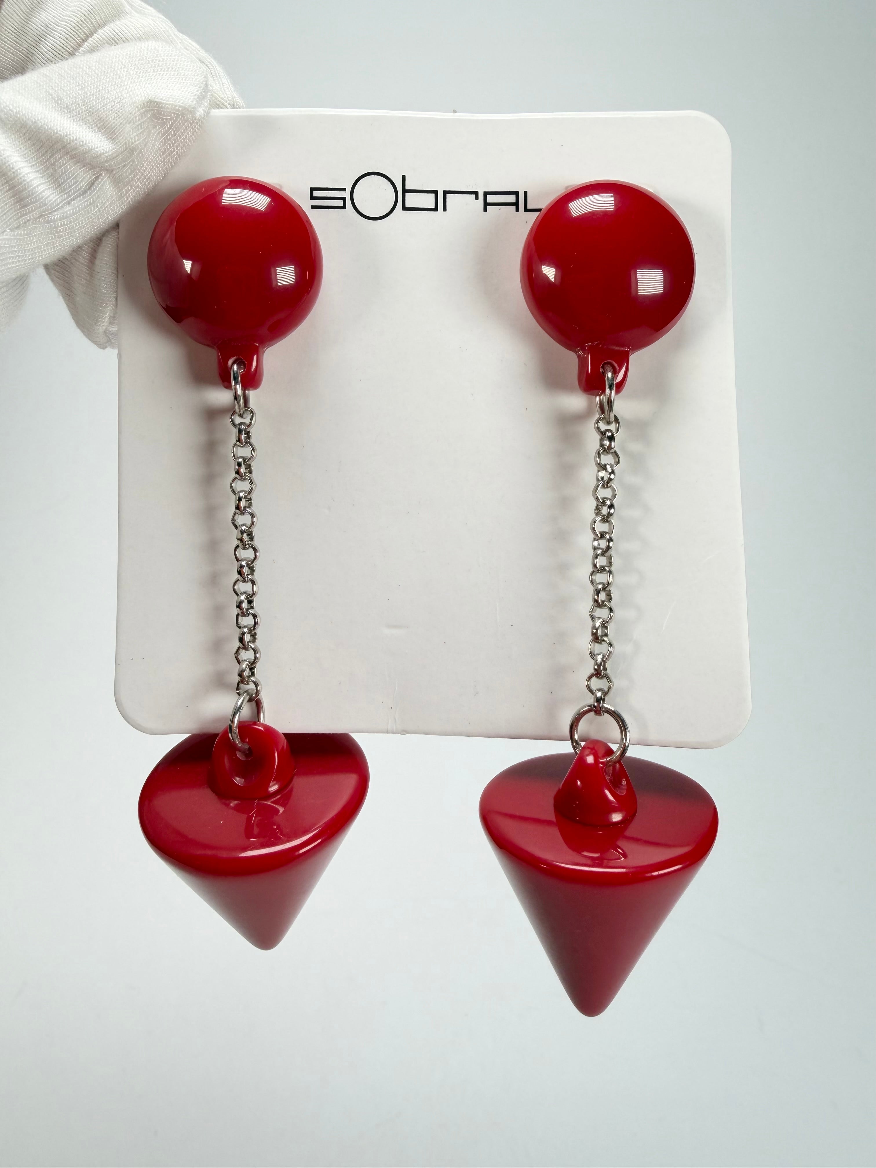 Sobral - Mix 2023 "MD KL" Red Cones Resin Earrings ( 005370 )