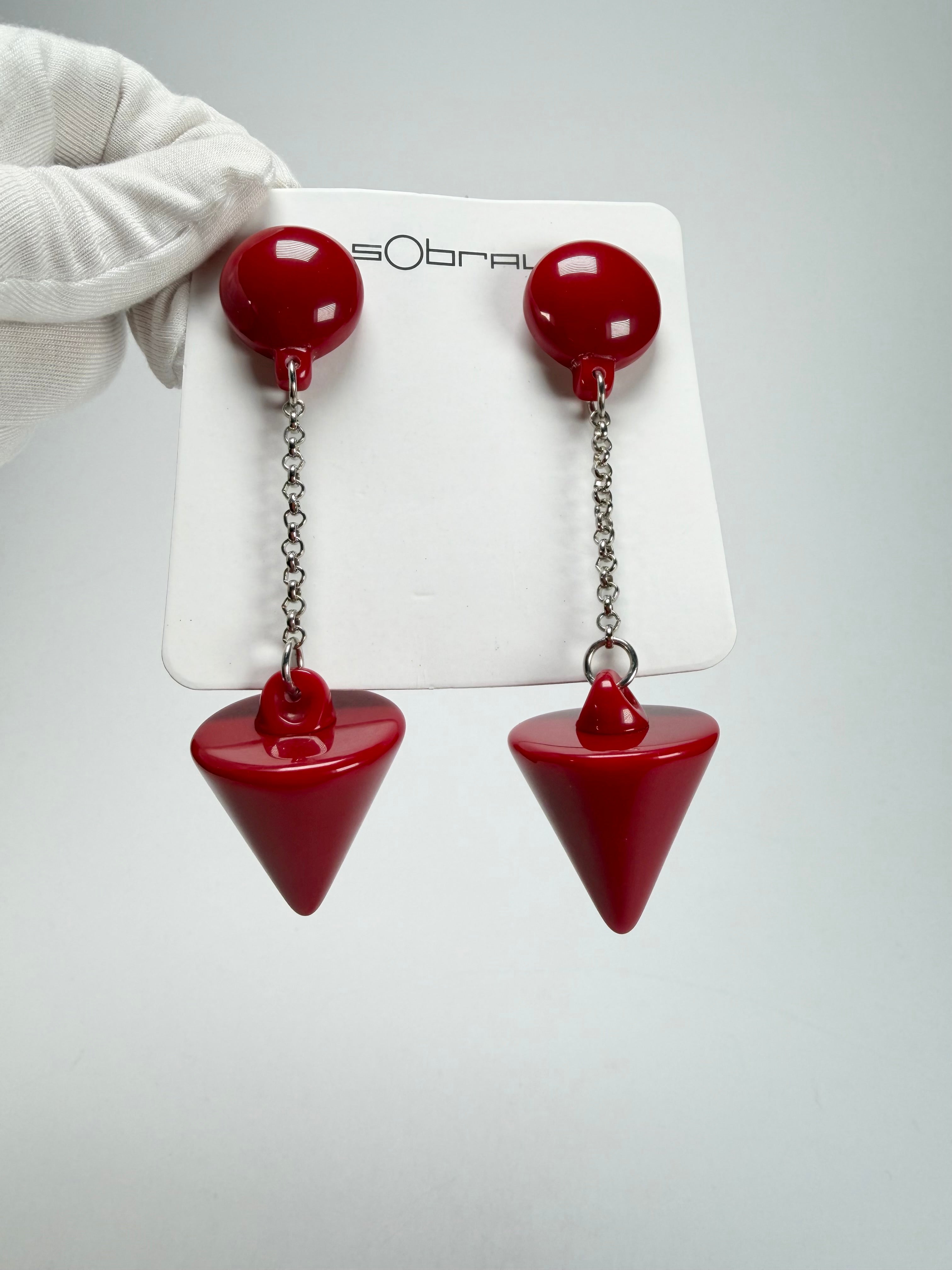 Sobral - Mix 2023 "MD KL" Red Cones Resin Earrings ( 005370 )