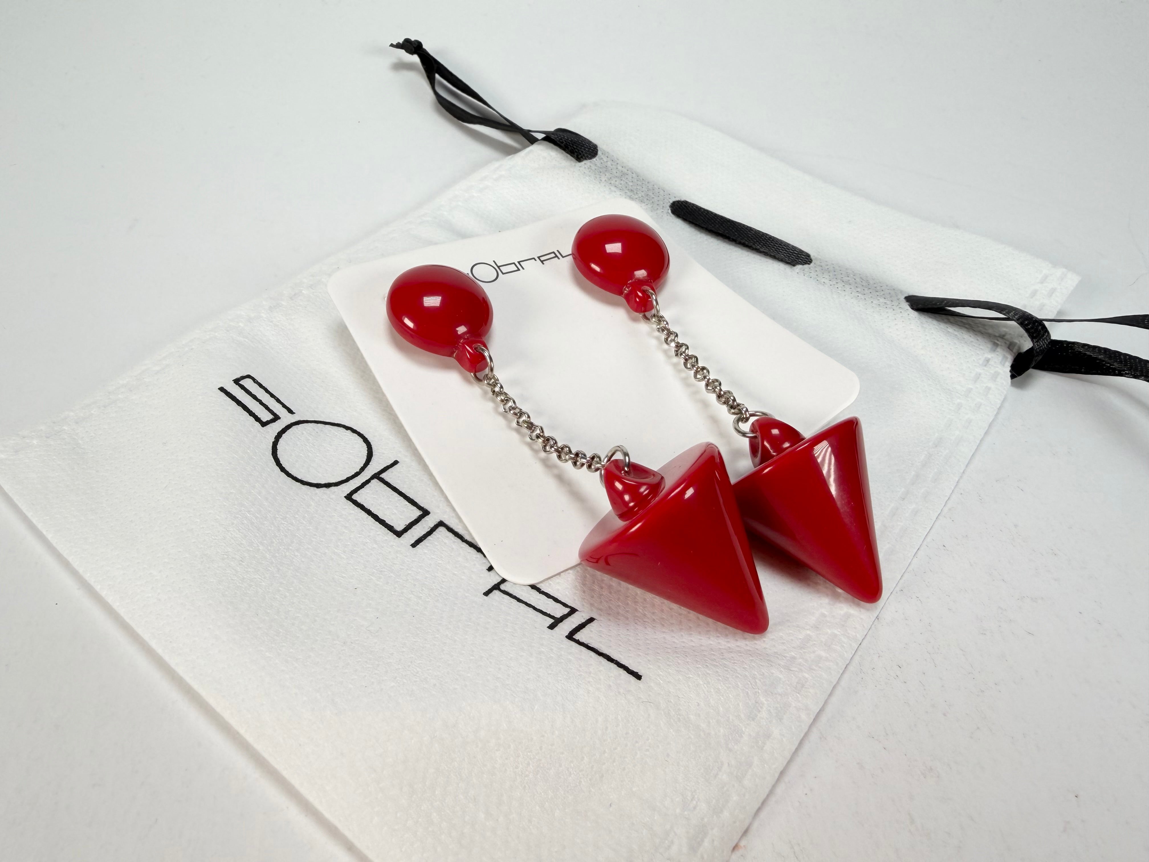 Sobral - Mix 2023 "MD KL" Red Cones Resin Earrings ( 005370 )