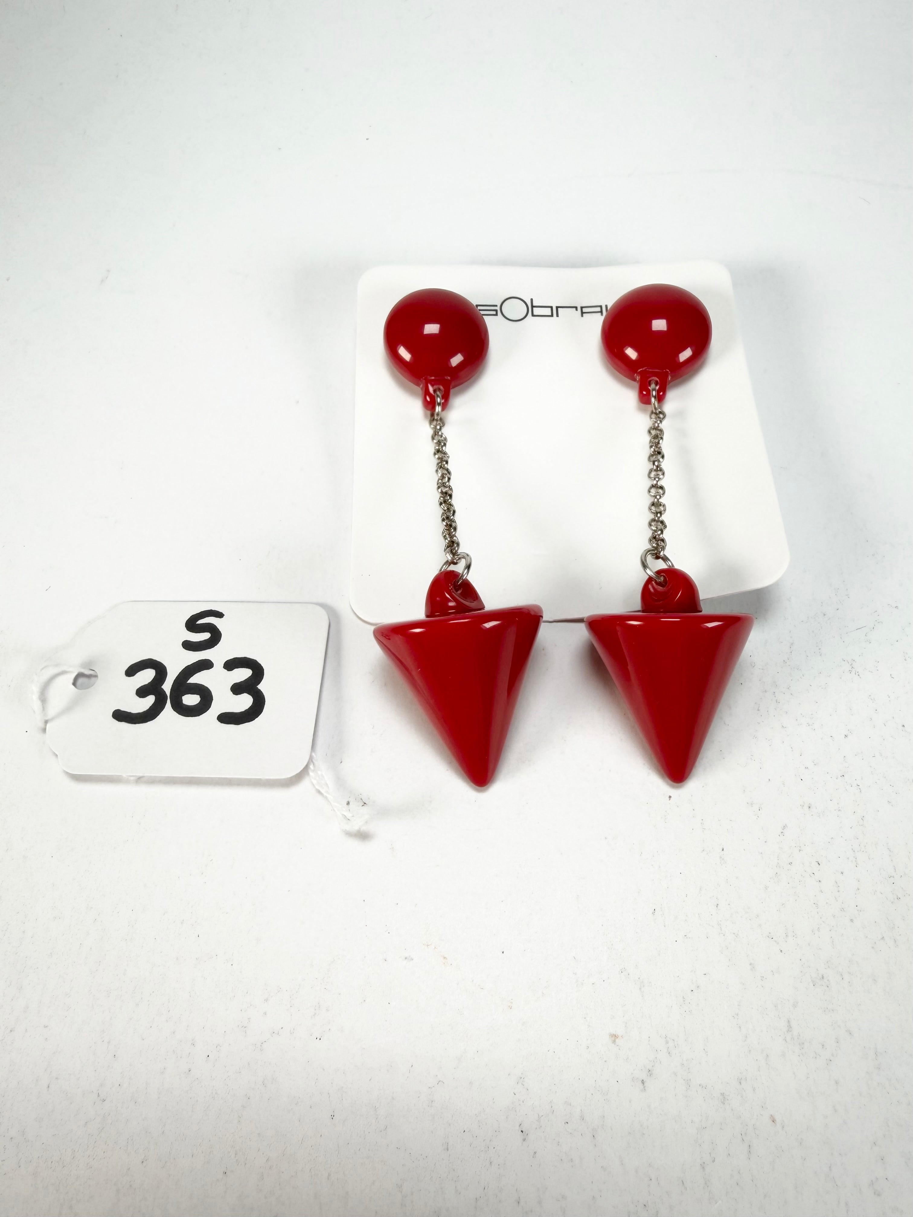 Sobral - Mix 2023 "MD KL" Red Cones Resin Earrings ( 005370 )