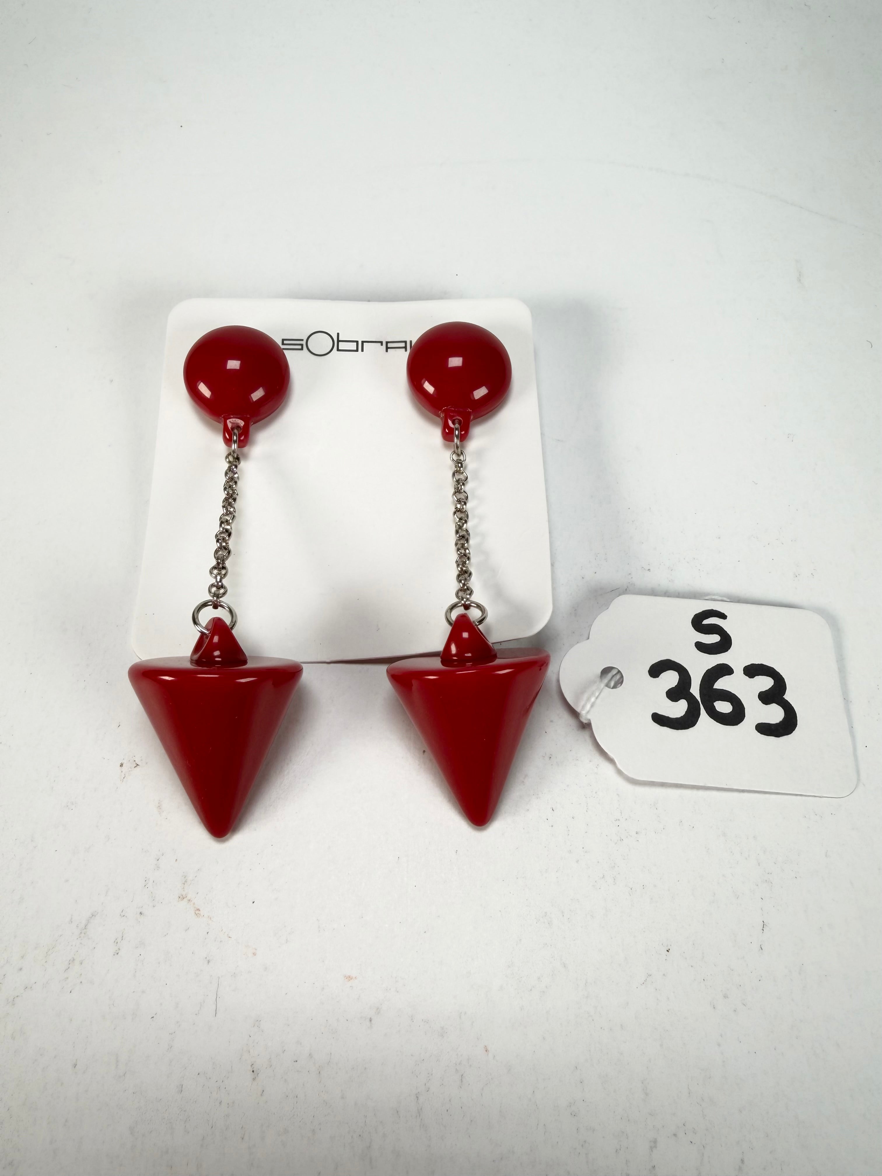 Sobral - Mix 2023 "MD KL" Red Cones Resin Earrings ( 005370 )