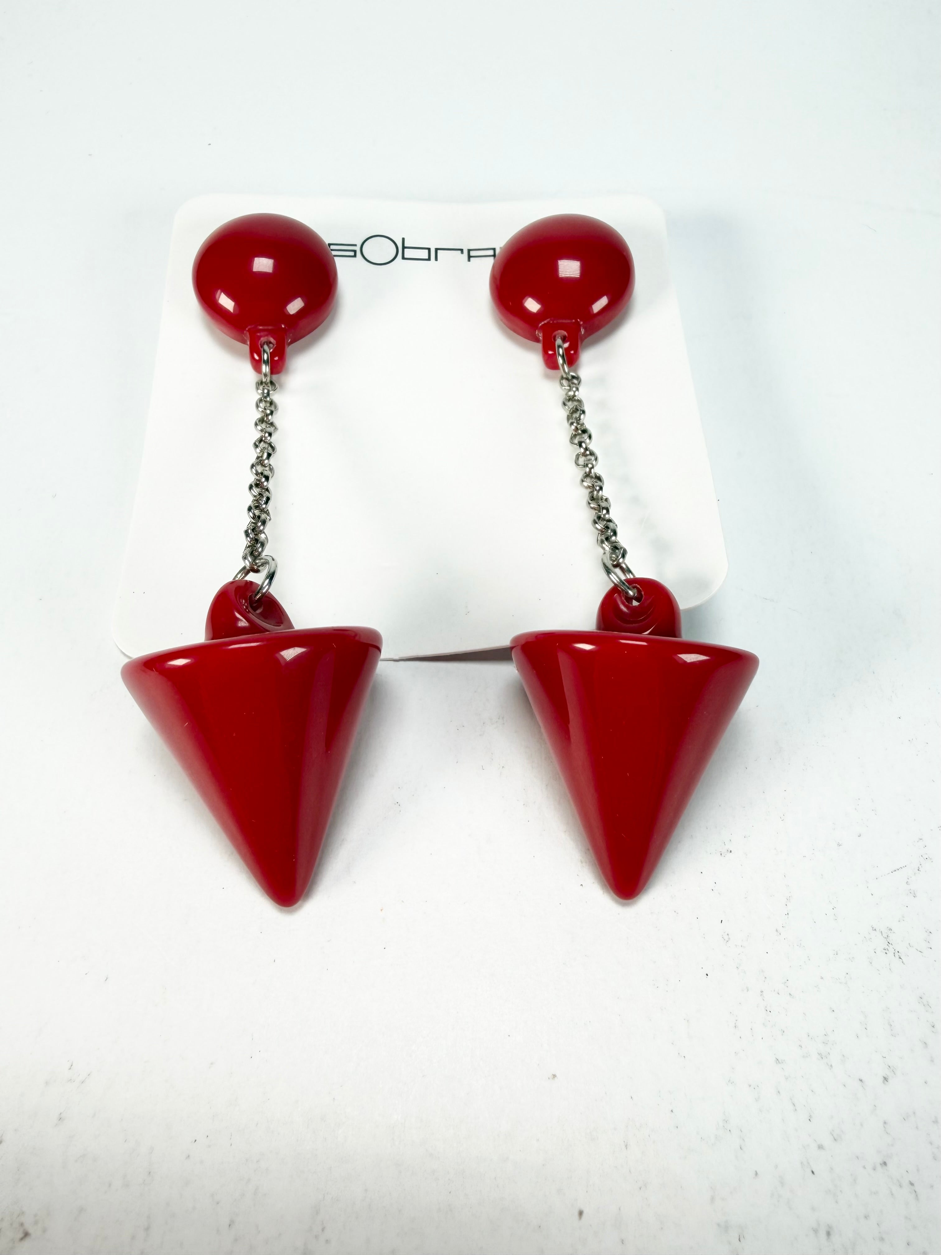 Sobral - Mix 2023 "MD KL" Red Cones Resin Earrings ( 005370 )