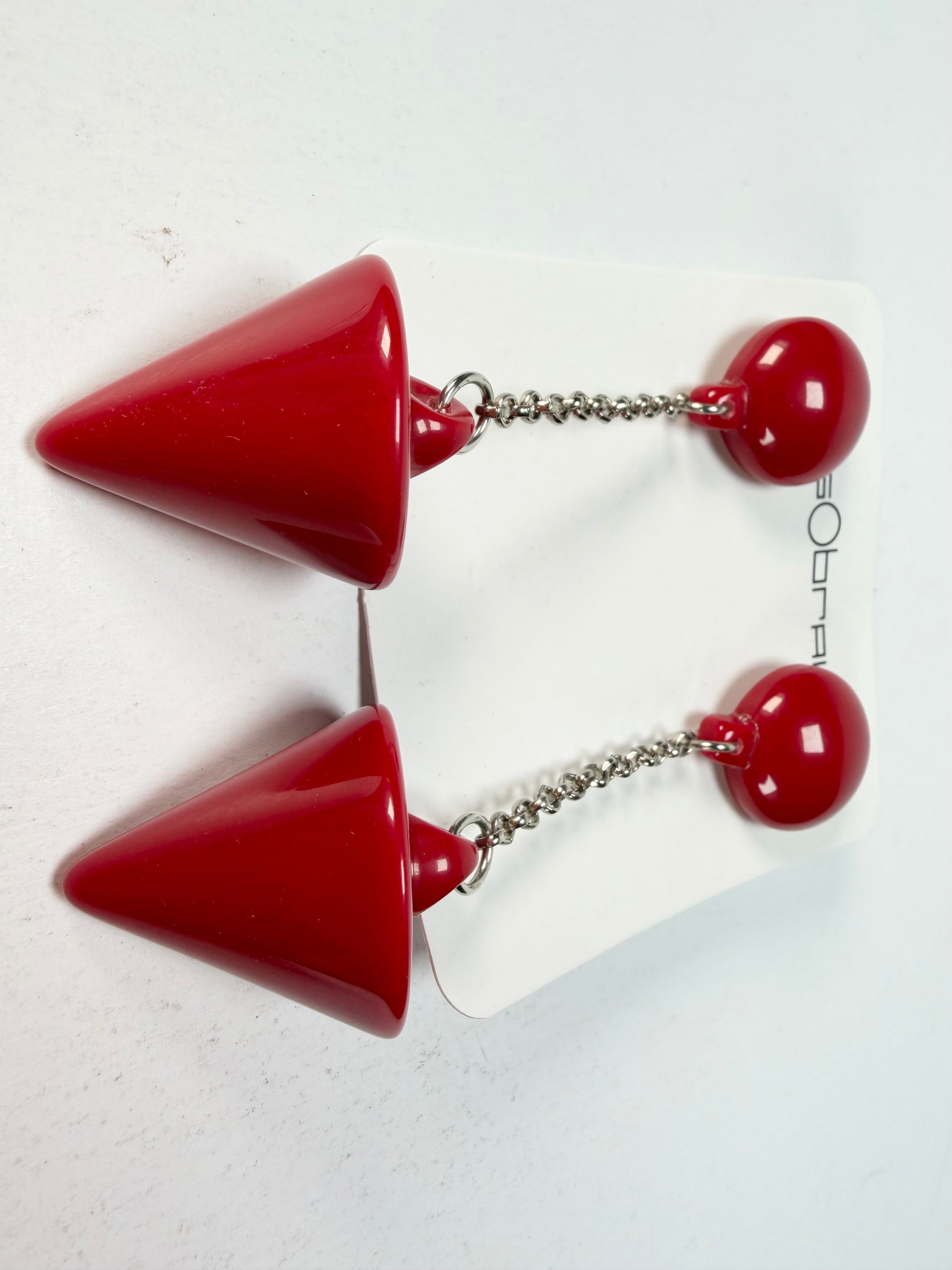 Sobral - Mix 2023 "MD KL" Red Cones Resin Earrings ( 005370 )
