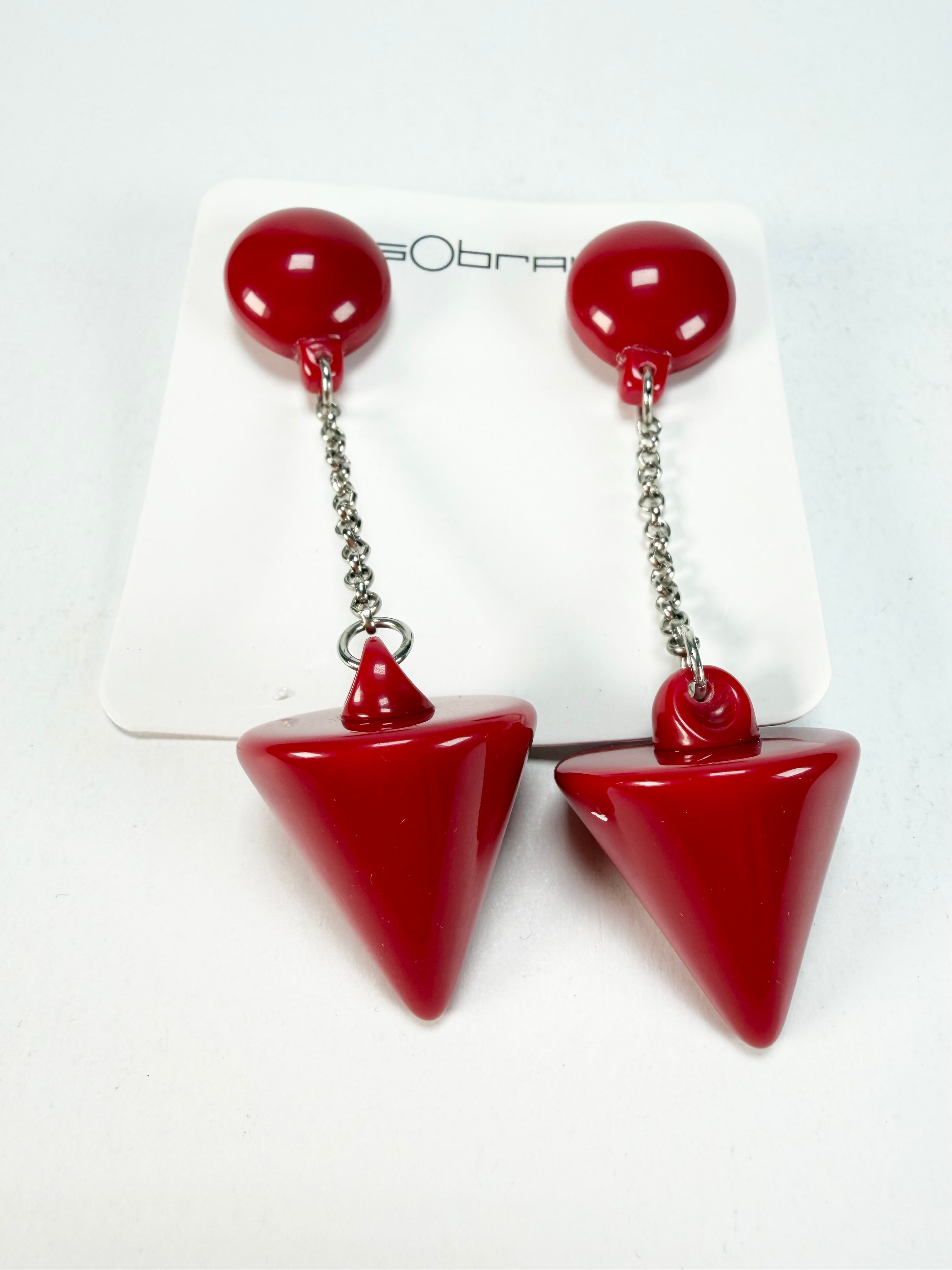 Sobral - Mix 2023 "MD KL" Red Cones Resin Earrings ( 005370 )