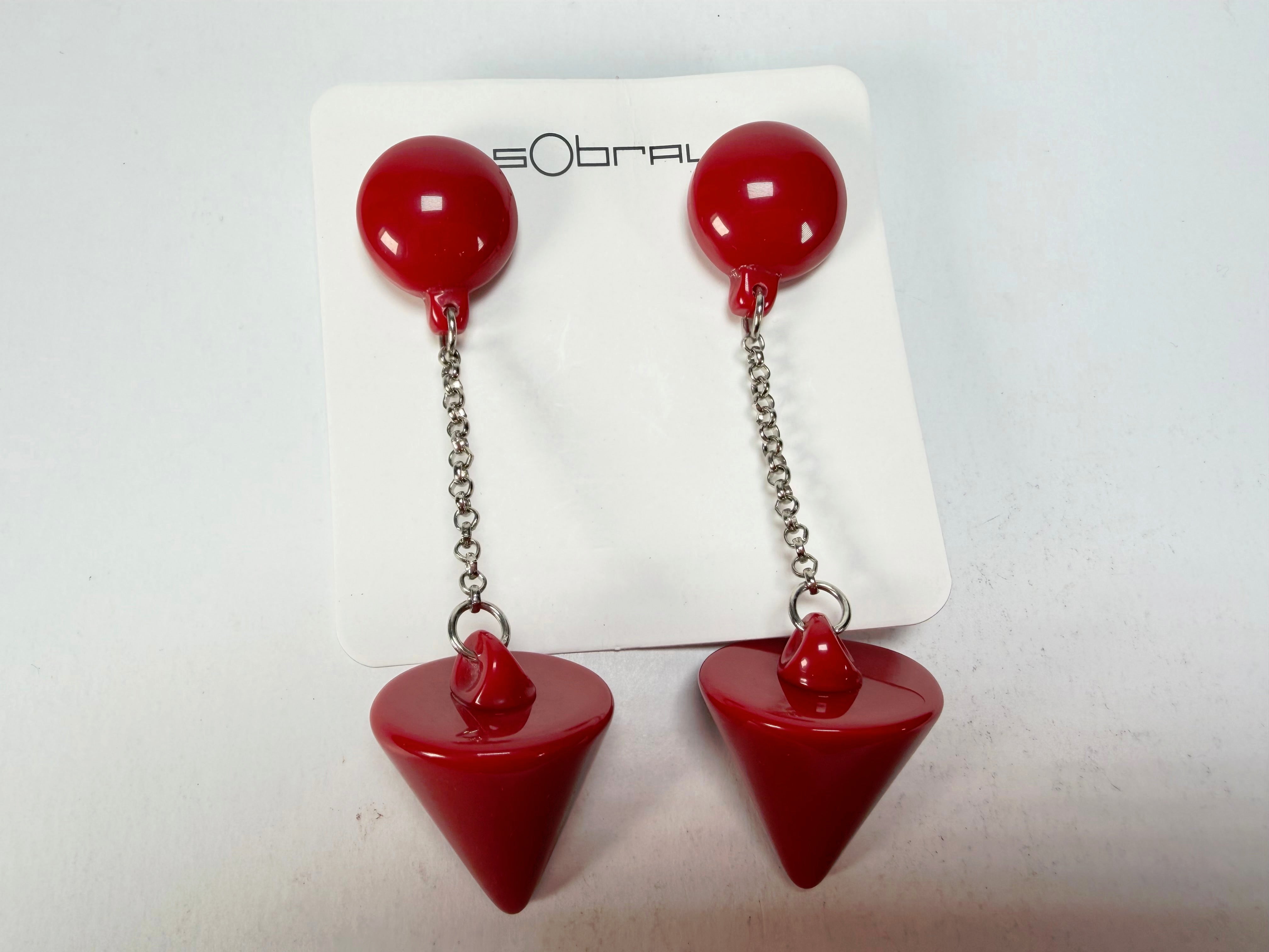 Sobral - Mix 2023 "MD KL" Red Cones Resin Earrings ( 005370 )
