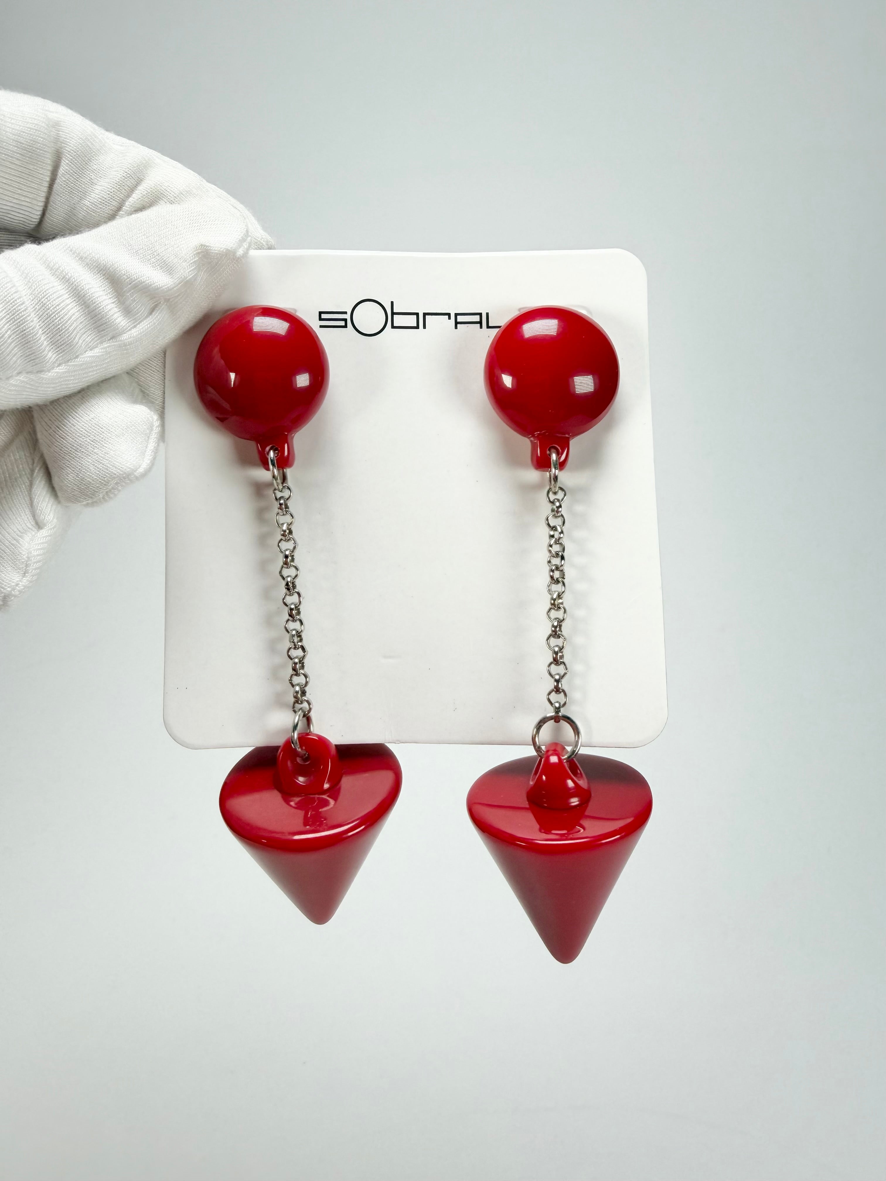Sobral - Mix 2023 "MD KL" Red Cones Resin Earrings ( 005370 )