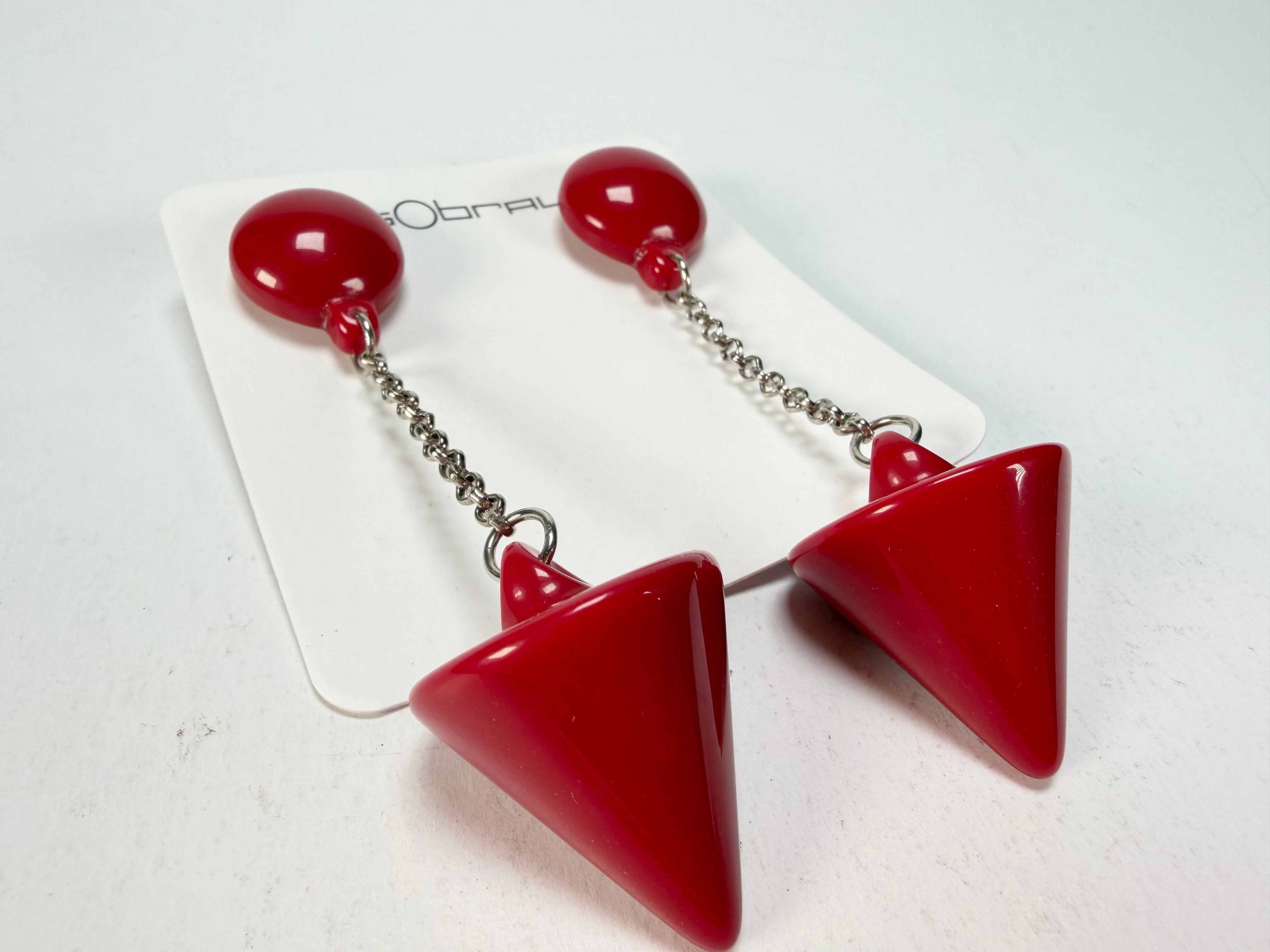 Sobral - Mix 2023 "MD KL" Red Cones Resin Earrings ( 005370 )