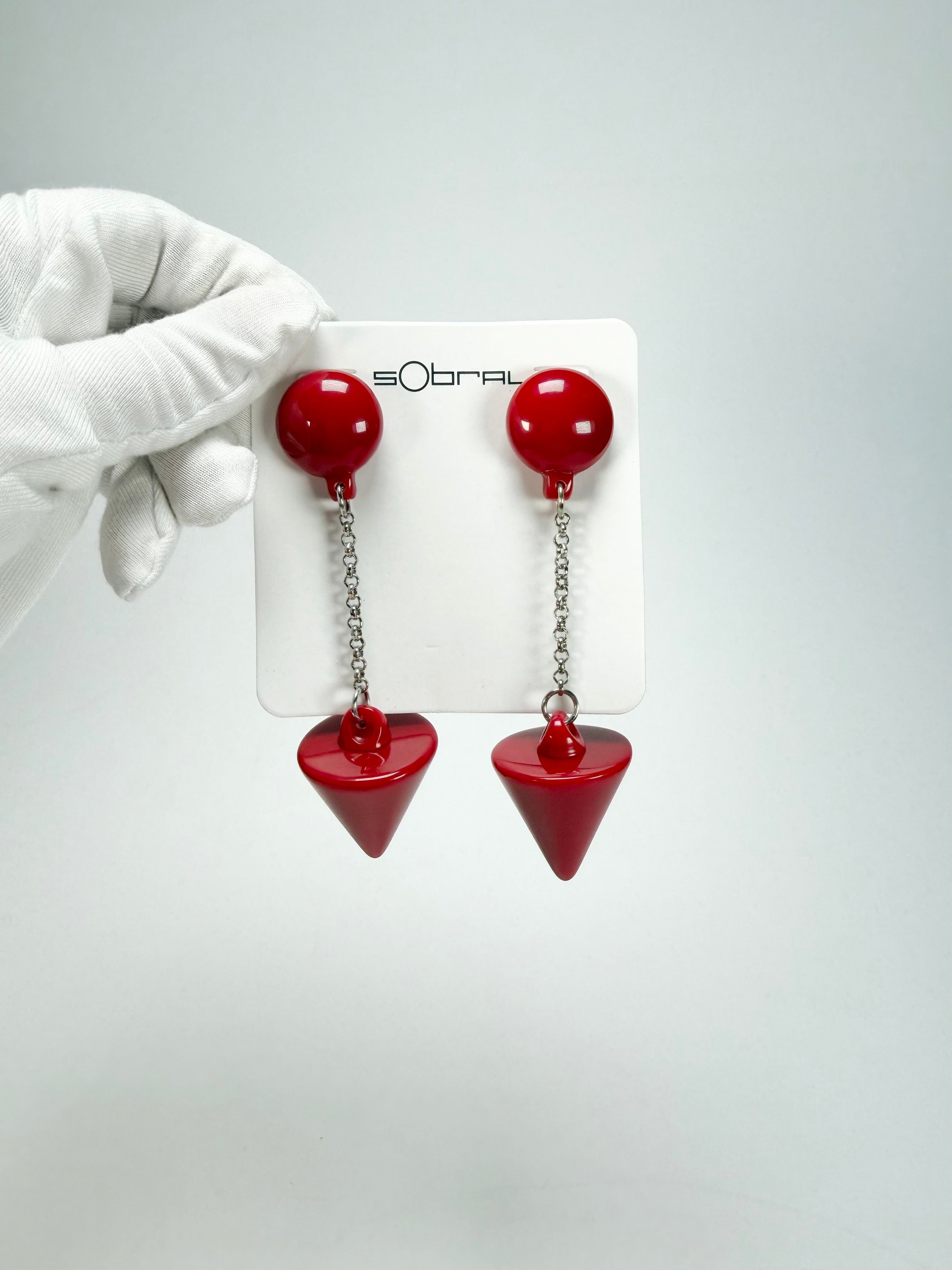 Sobral - Mix 2023 "MD KL" Red Cones Resin Earrings ( 005370 )