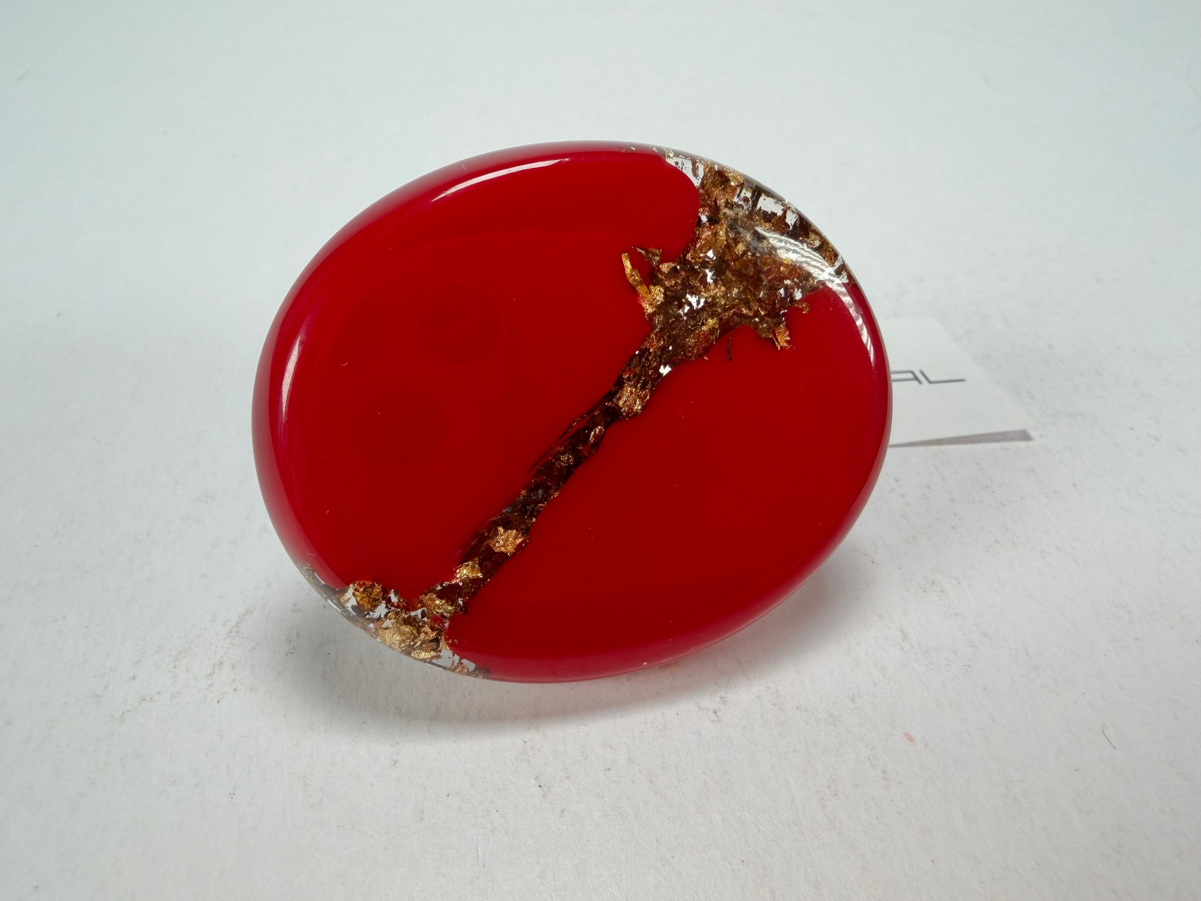 Sobral - Metalique "Munique" Orlando Red Resin Ring ( 005145 ) - Size UK Q  / US 8